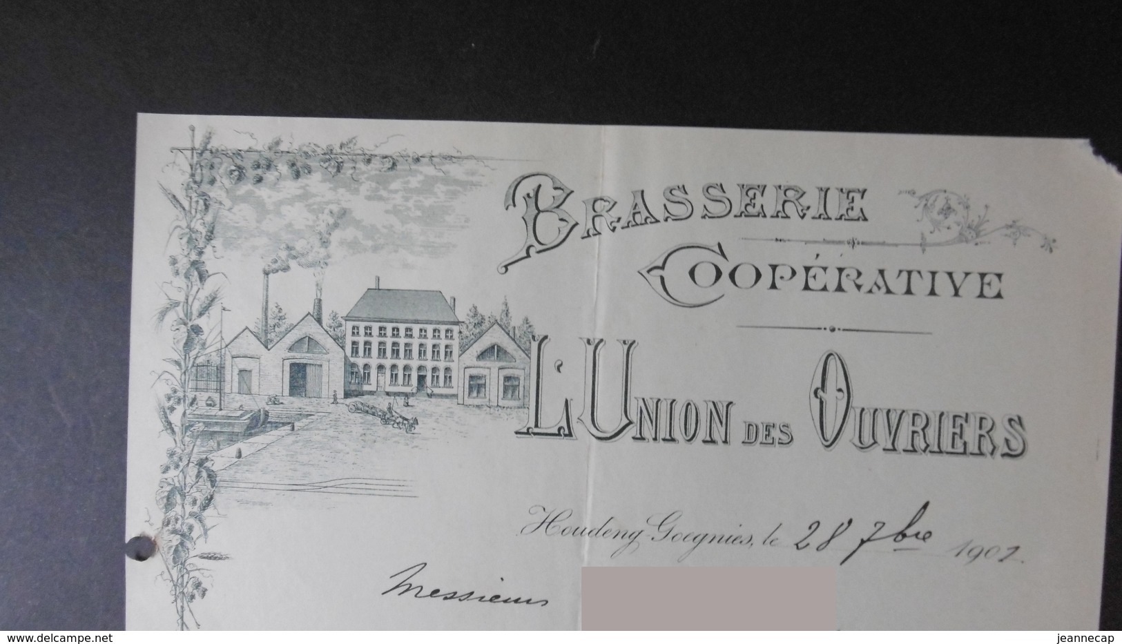 Brasserie LUNION Des OUVRIERS Houdeng Gougnies 28-09-1901 - 1900 – 1949