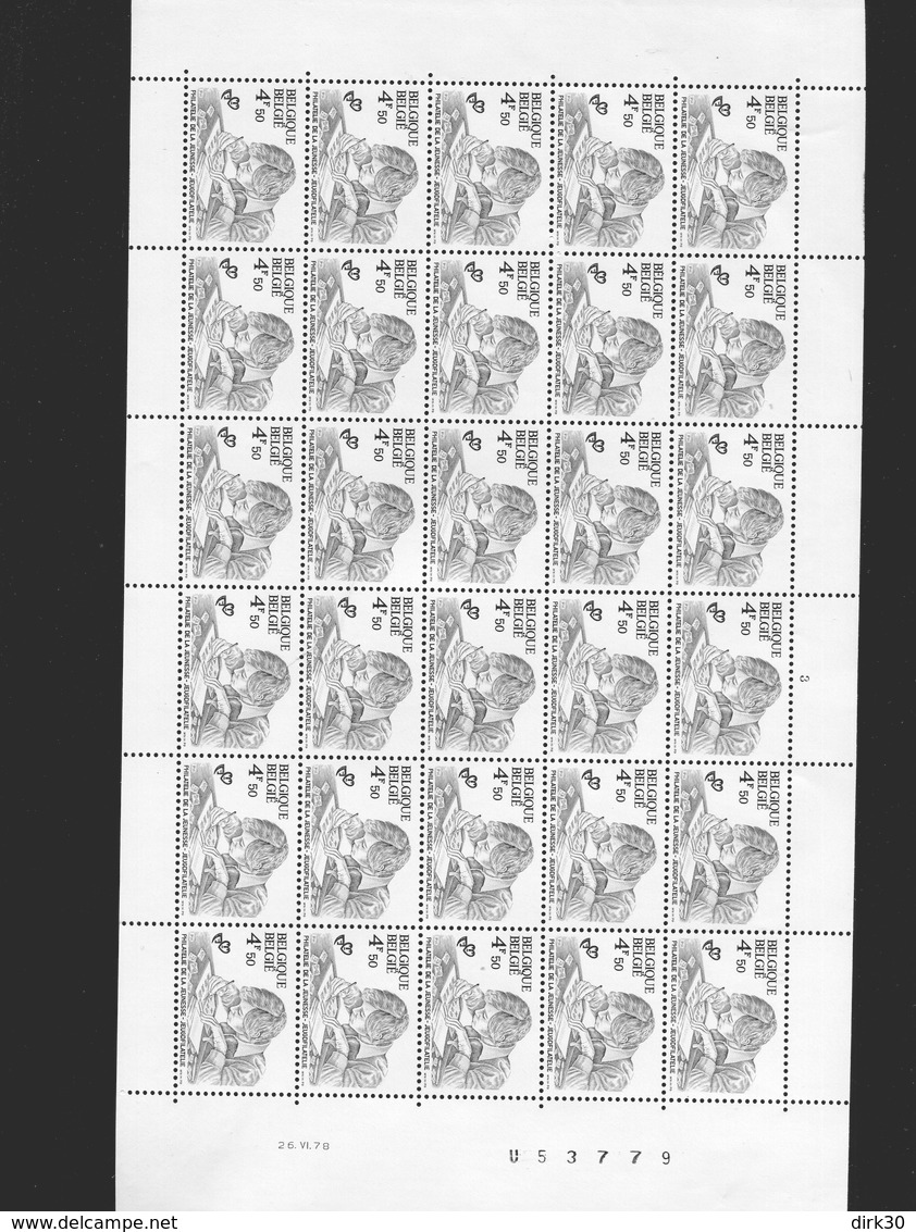 Belgie 1978 1912 Jeugdfilatelie Luppi Full Sheet MNH Plaatnummer 3 - Non Classés