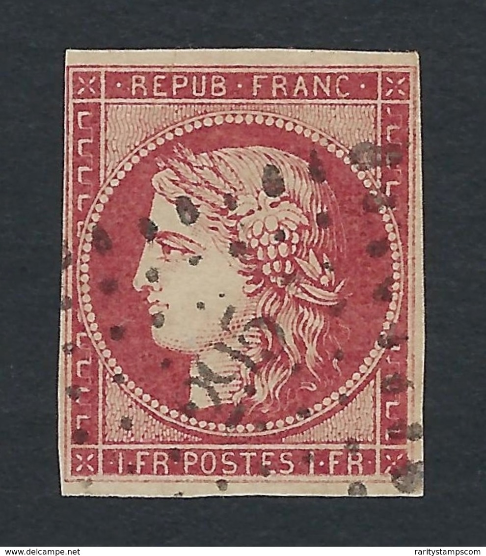 FRANCE 1850 CERES 1fr CARMIN BRUN Nº 6B - 1849-1850 Cérès