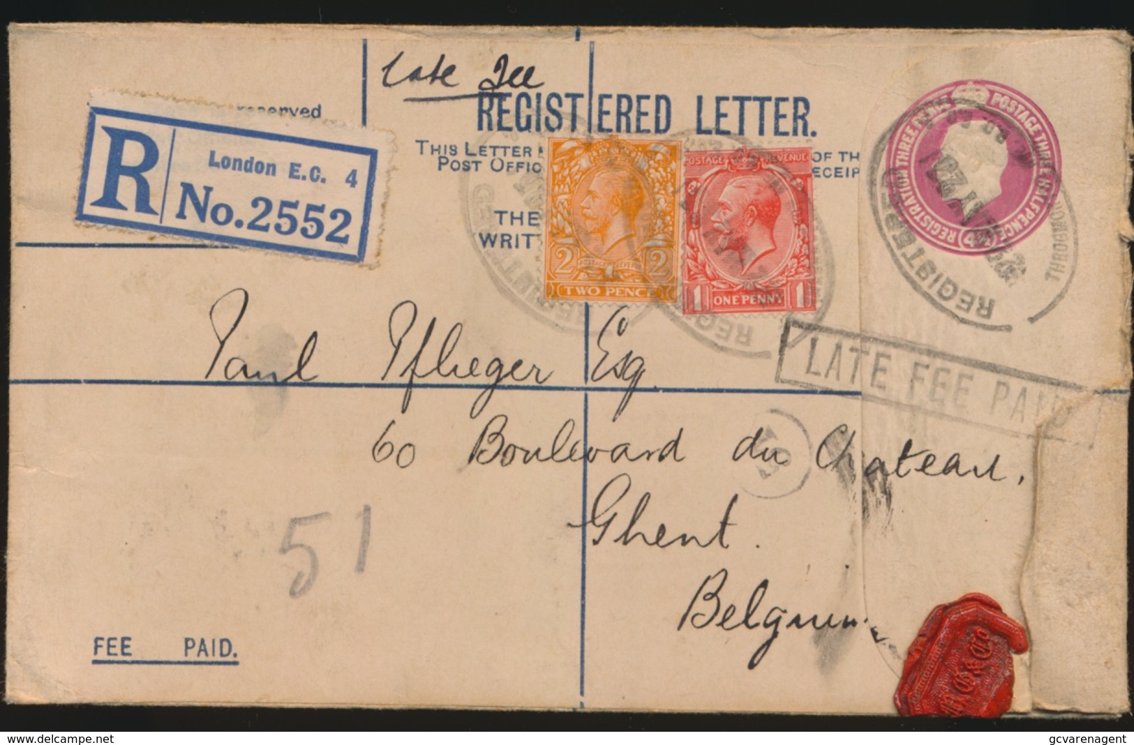 REGISTERED LETTER  = LONDEN E.C. 4  N° 2552 - Covers & Documents