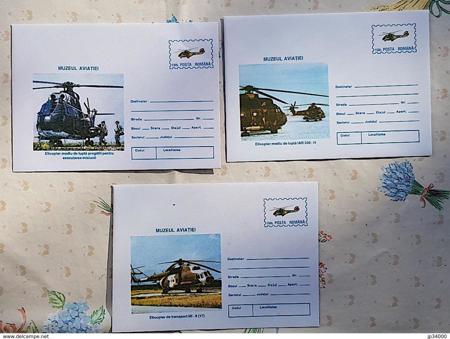 ROUMANIE Helicoptere, ENTIER POSTAL Illustré émis En 1996. Serie Complète 3 Entiers Differents - Hélicoptères