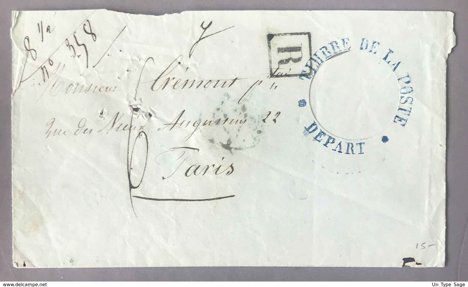France - Enveloppe Avec Emplacement Pour Timbre De Départ Et D'arrivée (au Dos) + R - (B2218) - 1877-1920: Période Semi Moderne