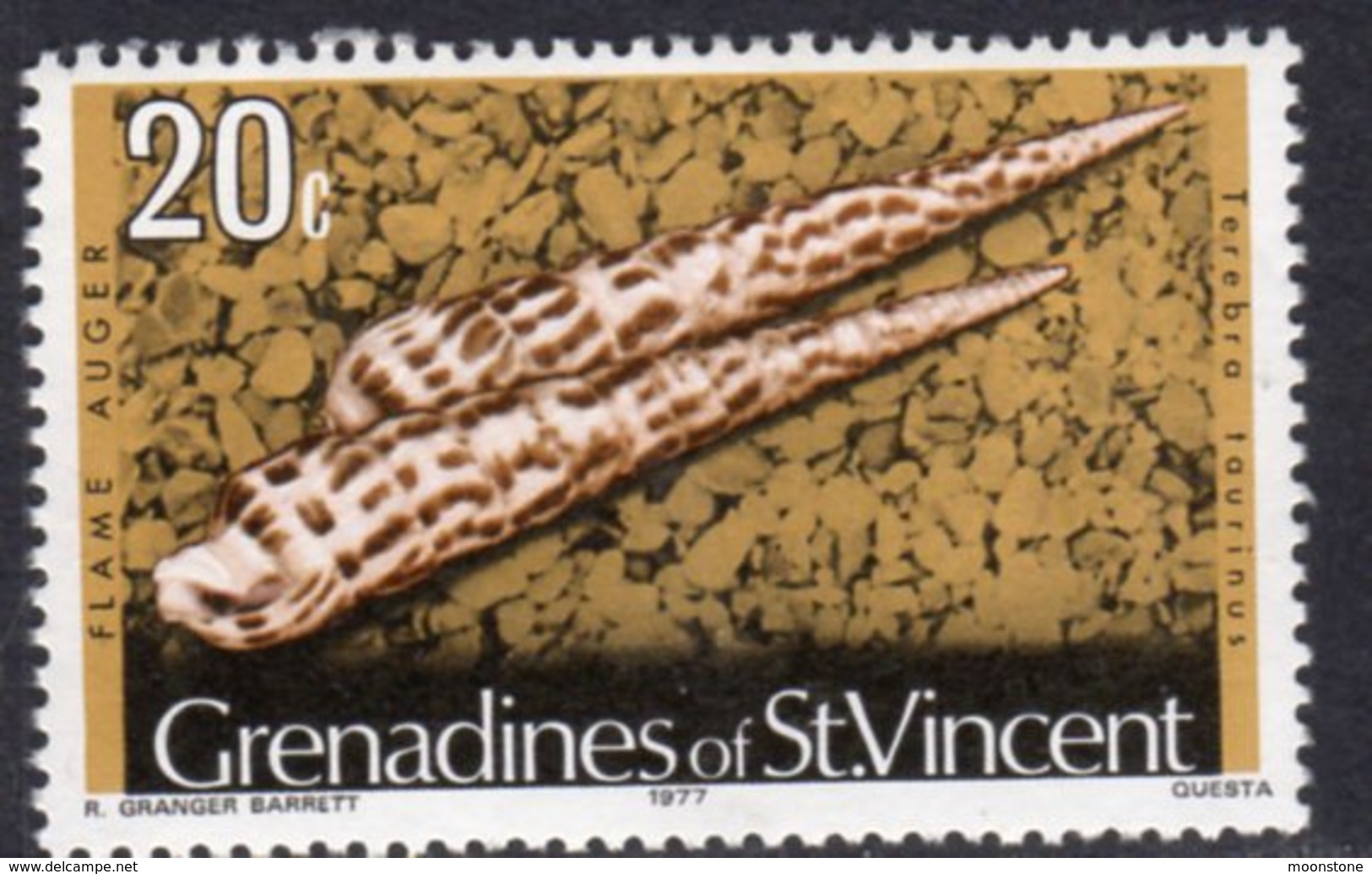 St. Vincent  Grenadines 1974 Shells Definitives 20c Value, Corrected Imprint, MNH, SG 45Bc - St.Vincent (...-1979)