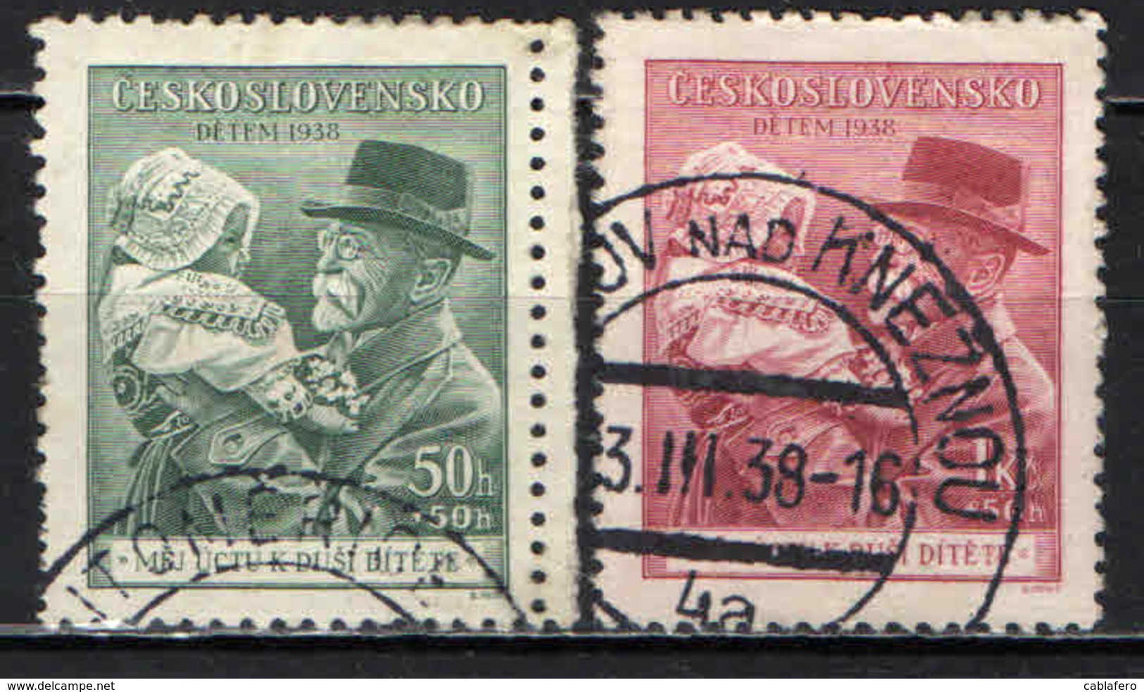 CECOSLOVACCHIA - 1938 - PRESIDENTE MASARYK CON UN BAMBINO IN COSTUME POPOLARE - USATI - Used Stamps