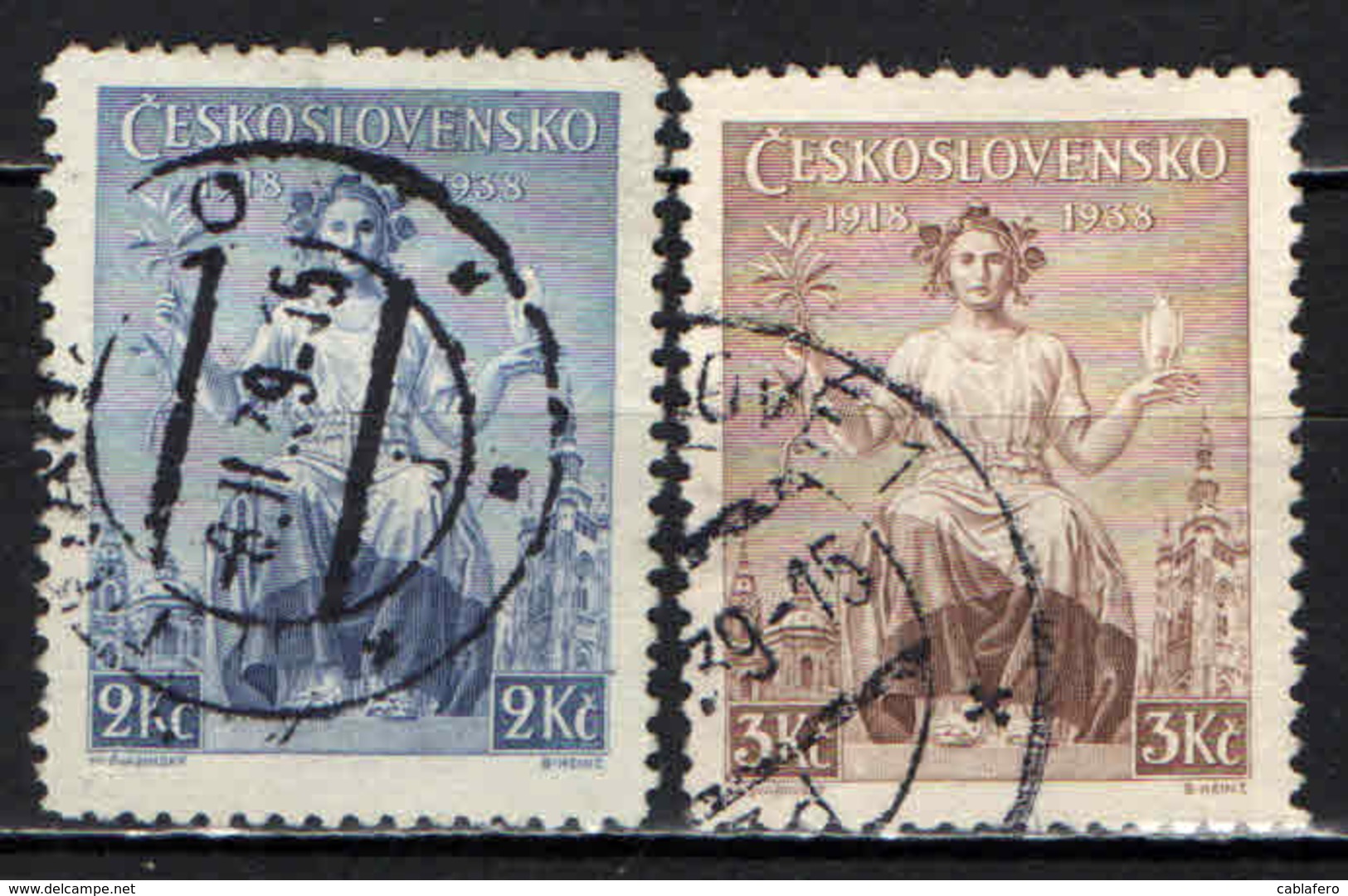 CECOSLOVACCHIA - 1938 - ALLEGORIA DELLA REPUBBLICA - USATI - Used Stamps