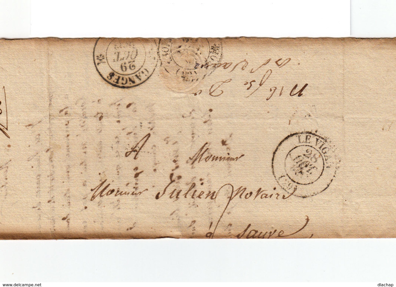 Sur LAC Pour Sauve CAD Type 12 Le Vigan 1833. CAD Type 12 Ganges Et Sauves. Taxe Manuscrite. (2373x) - 1801-1848: Précurseurs XIX