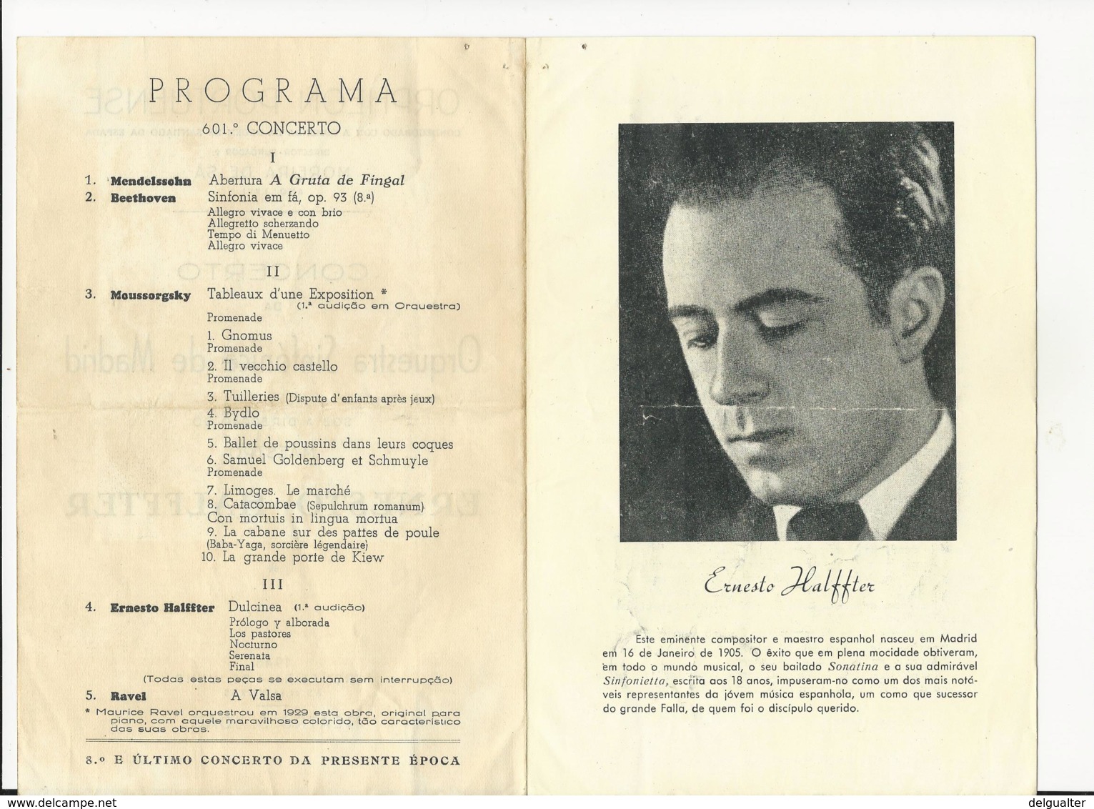 Program - Portugal - Orpheon Portuense - 4 Junho 1946 -  Orquestra Sinfónica De Madrid - Programma's