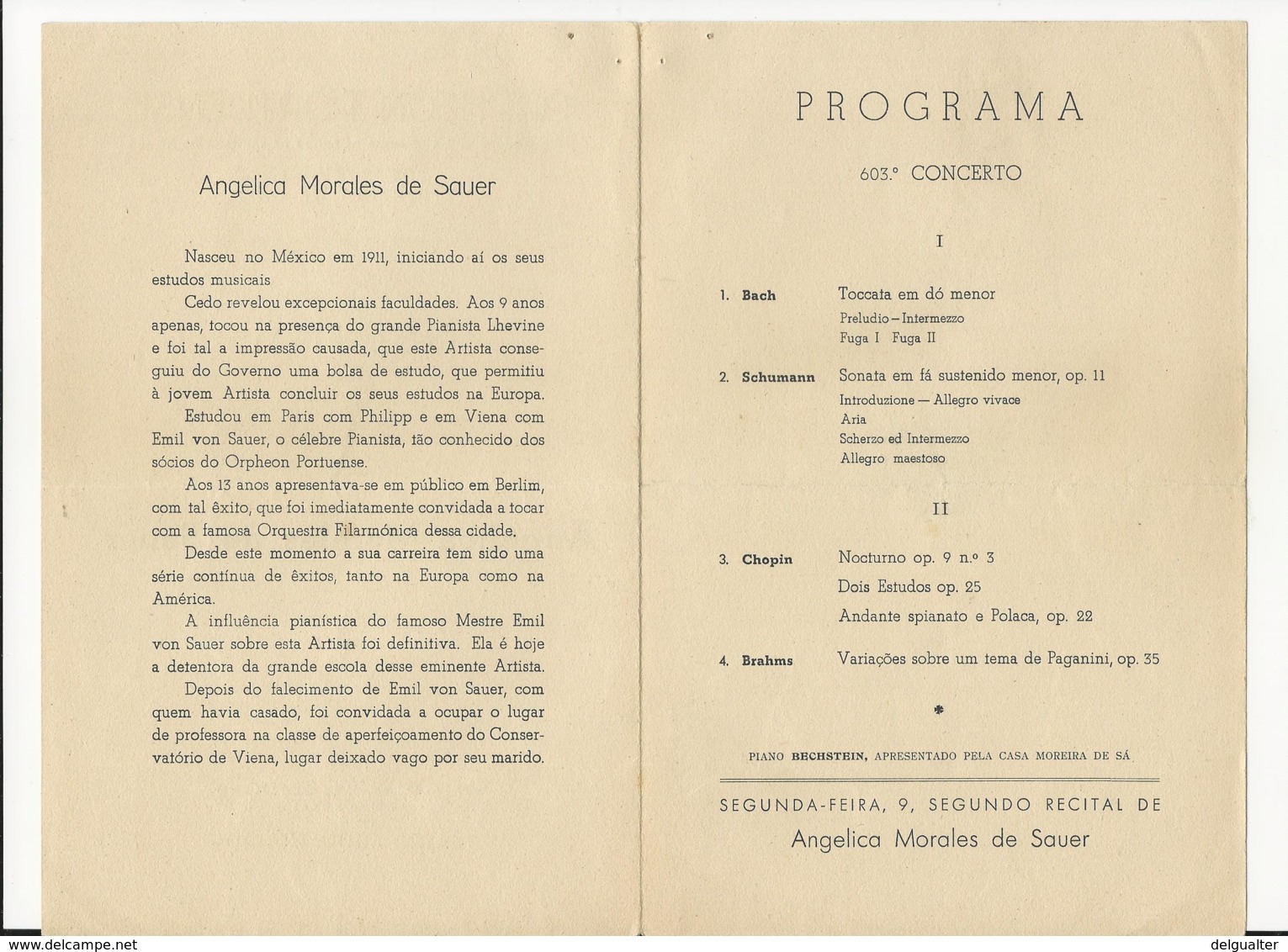 Program - Portugal - Orpheon Portuense - 6 Dezembro 1946 - Angelica Morales De Sauer - Programmes