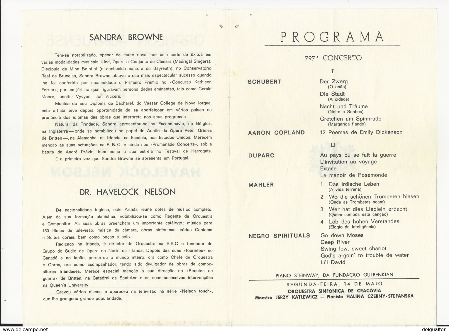 Program - Portugal - Orpheon Portuense - 12 Março 1973 - Sandra Browne E Havelock Nelson - Programmes