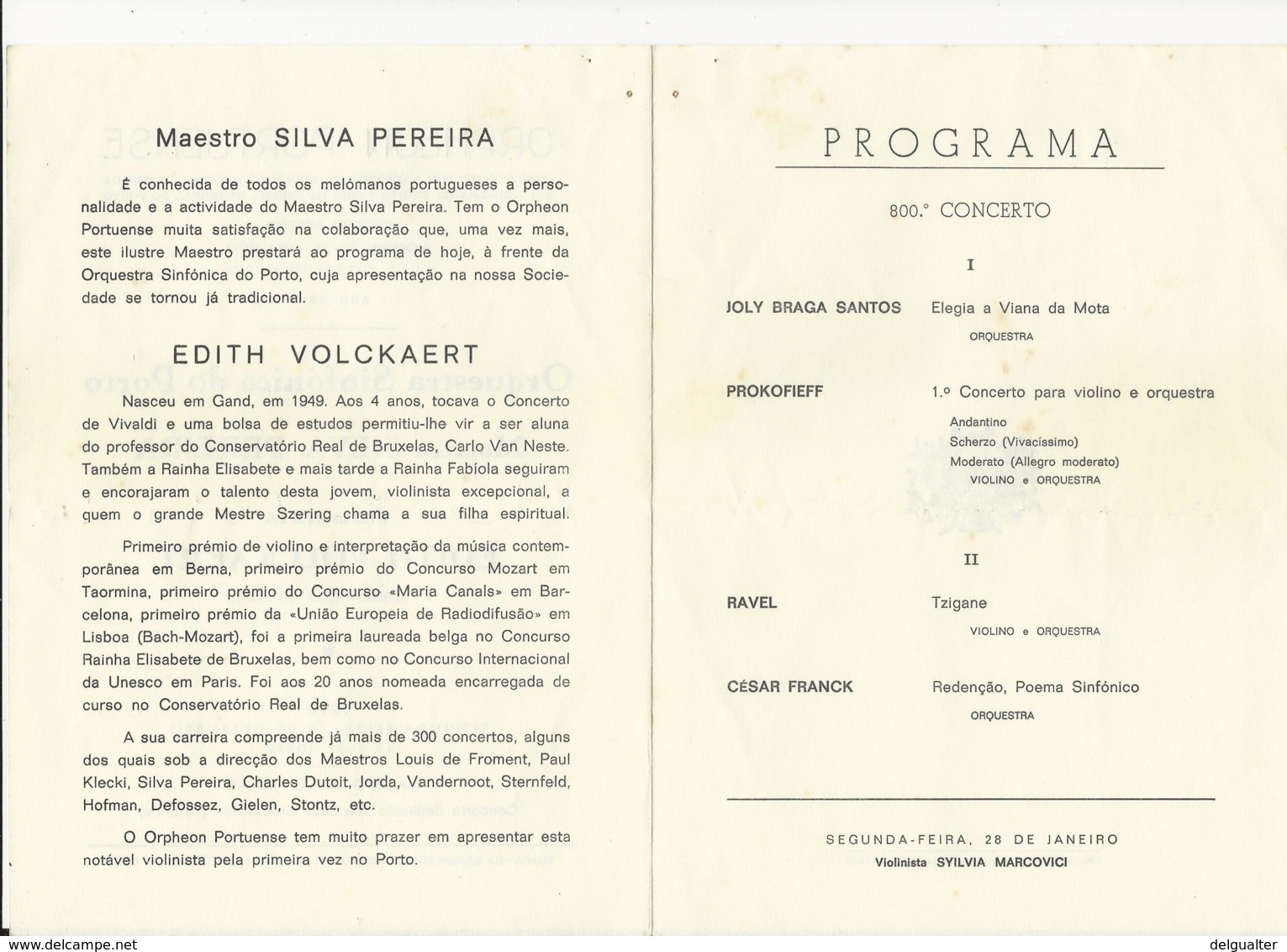 Program - Portugal - Orpheon Portuense - 10 Dezembro 1973 - Orquestra Sinfónica Do Porto - Programmes