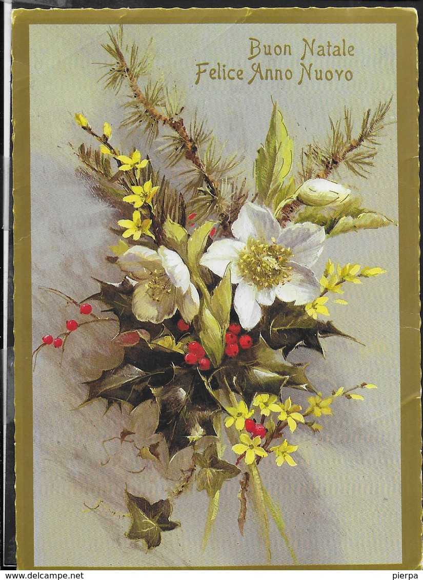 BUON NATALE E FELICE ANNO NUOVO - FIORI - EDIZ. KARTOS - VIAGGIATA DA VOLTERRA 1987 - Altri & Non Classificati