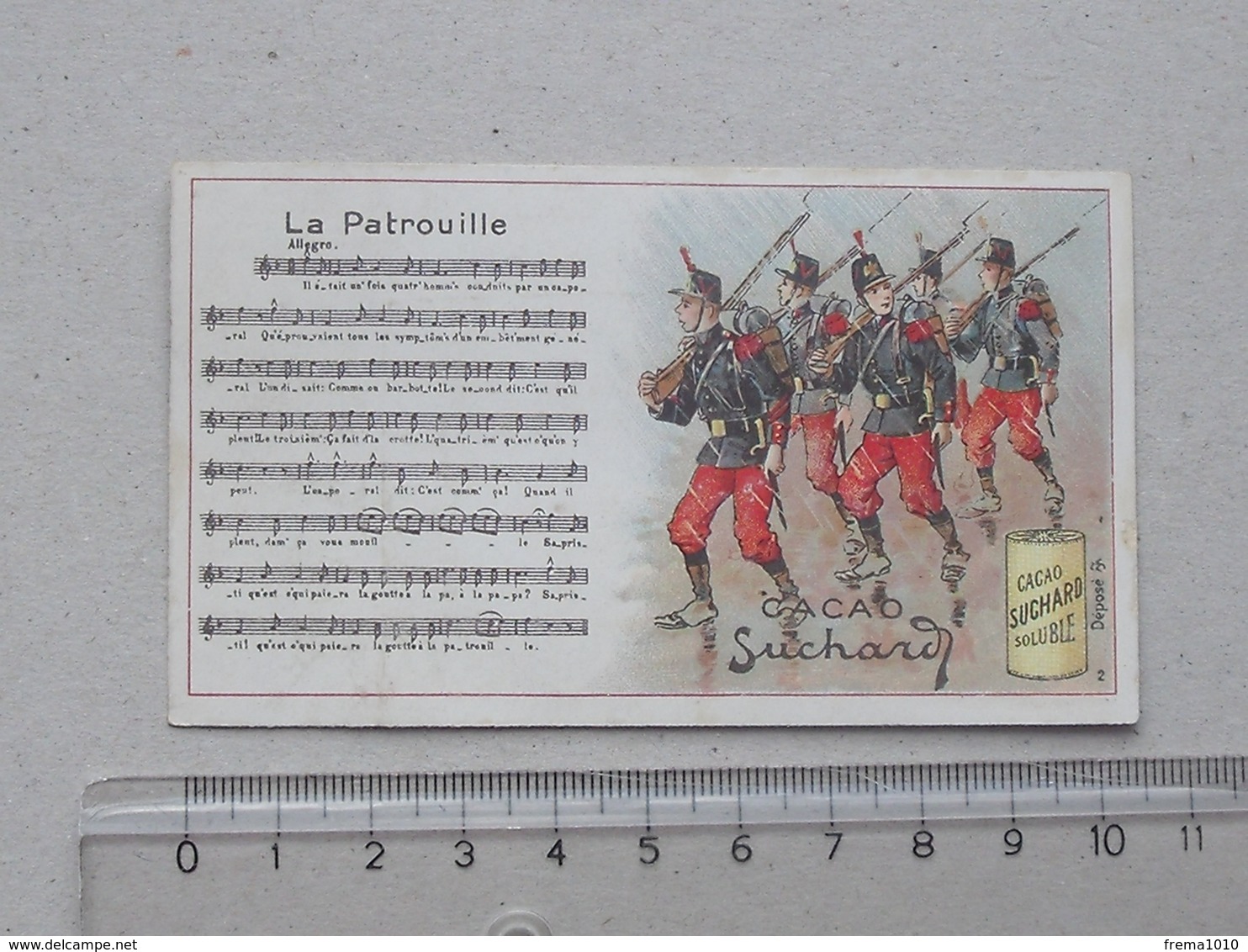 CHROMO Chocolat SUCHARD: "La Patrouille" CHANSON MILITAIRE Série 146 (N°2) - Partition Musique Militaria Soldat - Suchard