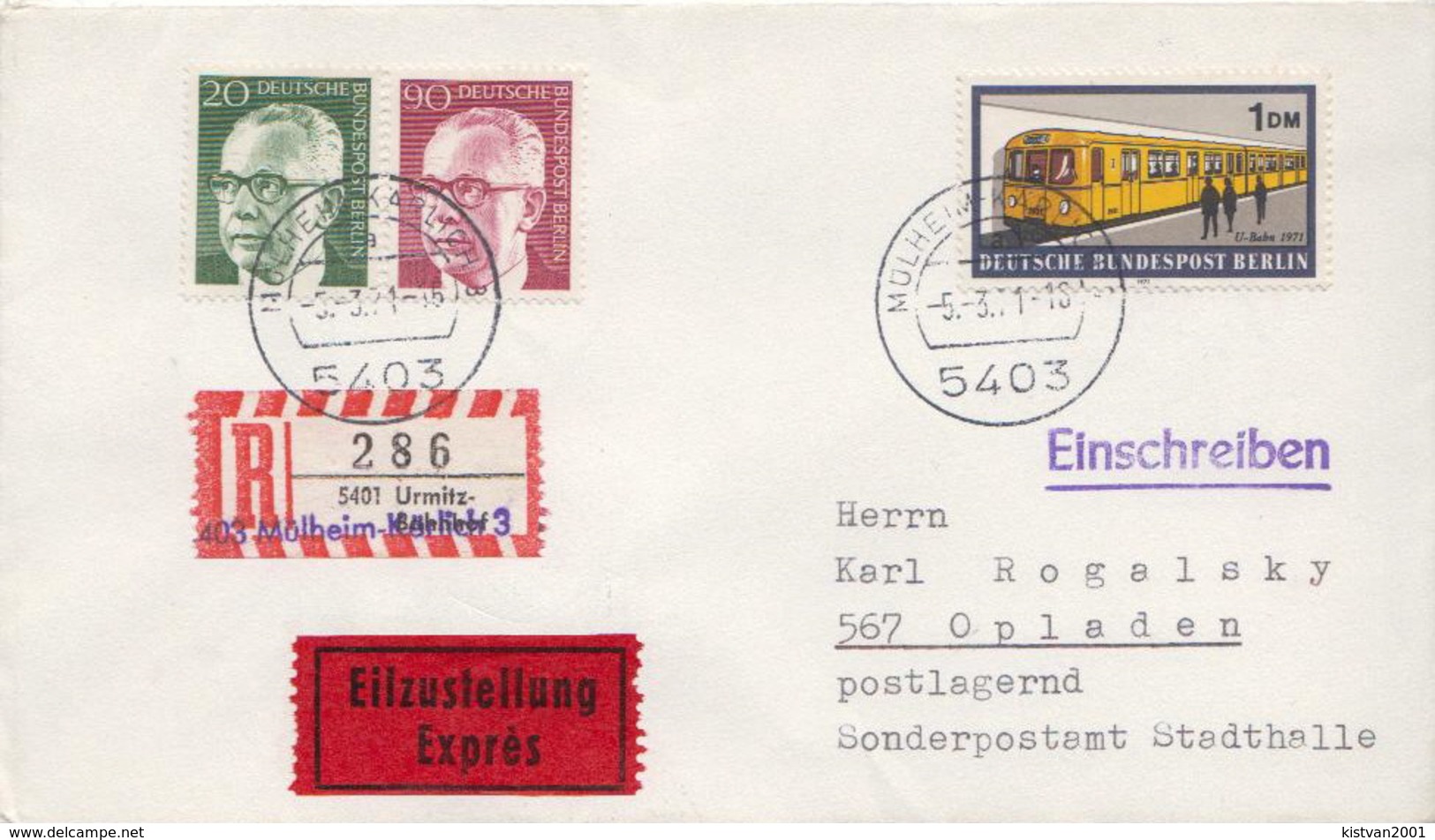 Postal History: Germany R Cover With Overprinted Label: Mülheim-Karlich On Urmitz - Covers & Documents