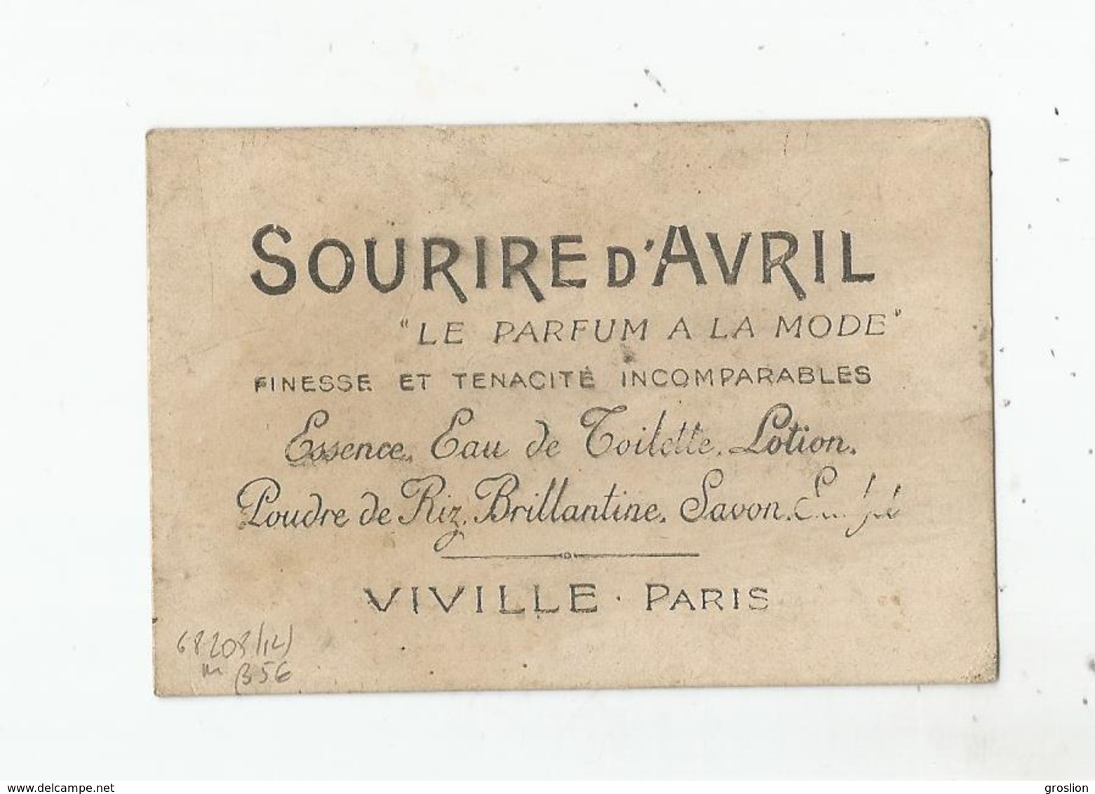 CARTE PARFUMEE ANCIENNE SOURIRE D'AVRIL DE VIVILLE PARIS - Anciennes (jusque 1960)