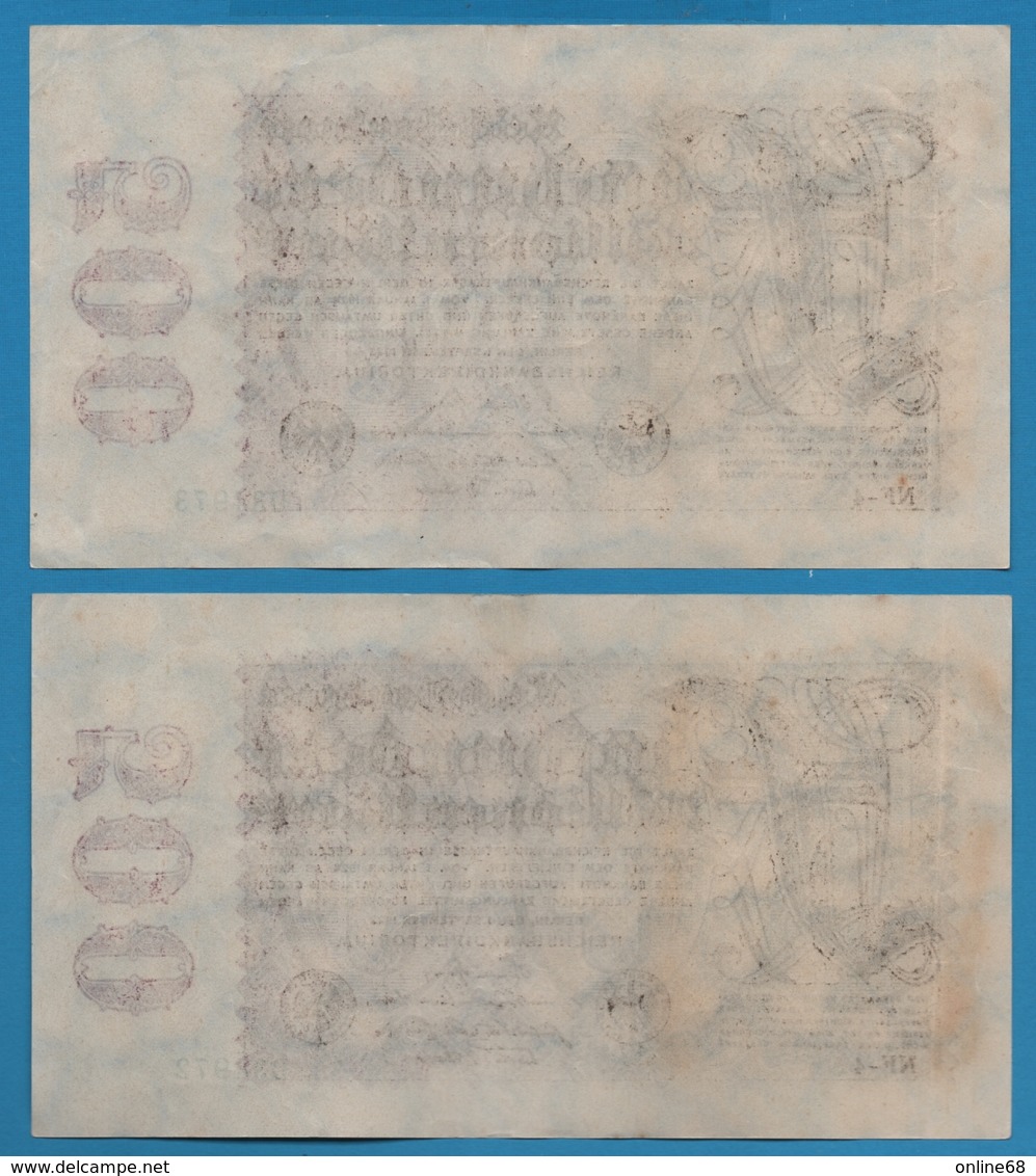 DEUTSCHES REICH 2x 500 Millionen Mark  	01.09.1923	# NF-4  034972+973    P# 110f - 500 Millionen Mark