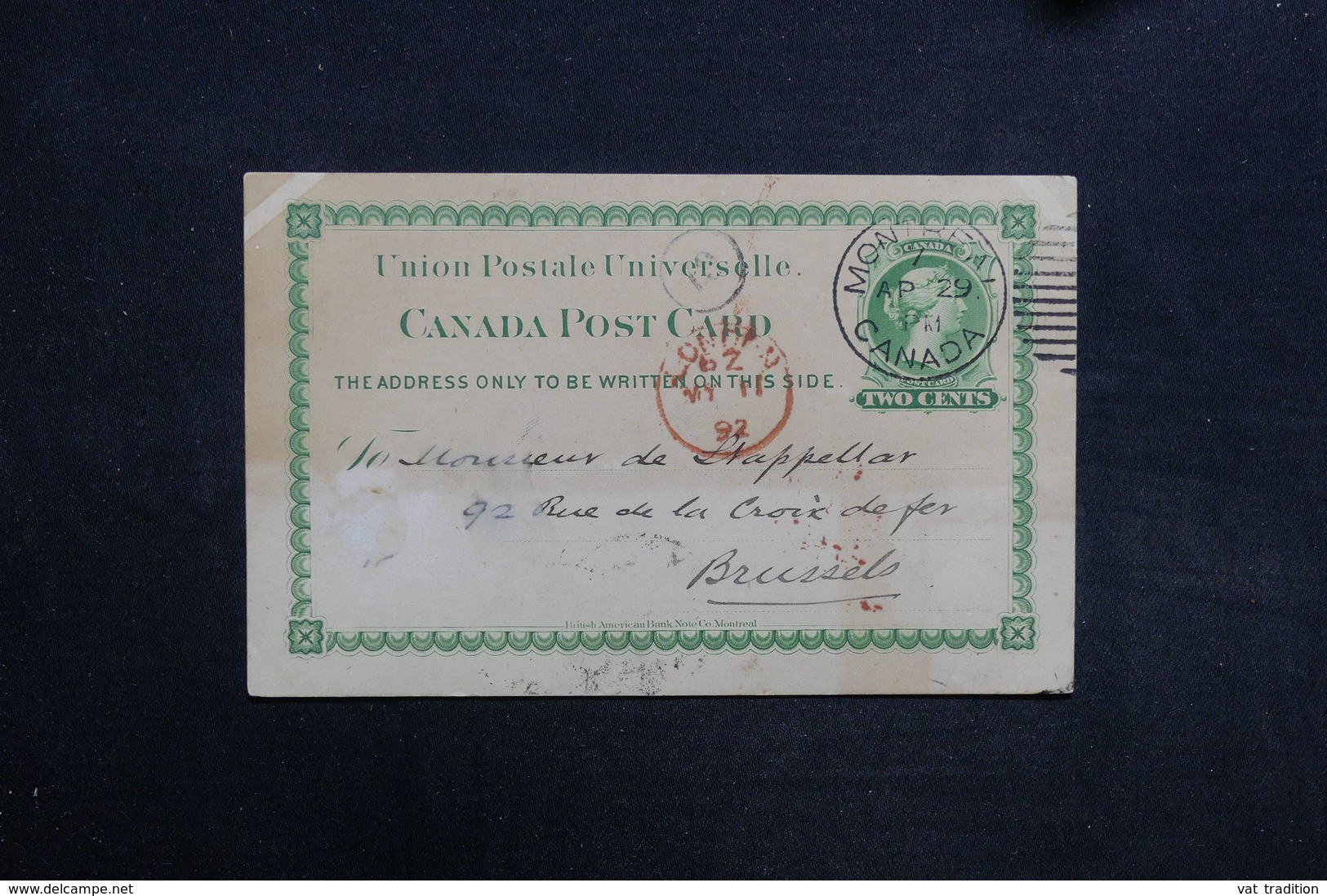 CANADA - Entier Postal De Montreal Pour La Belgique En 1892 - L 31496 - Covers & Documents