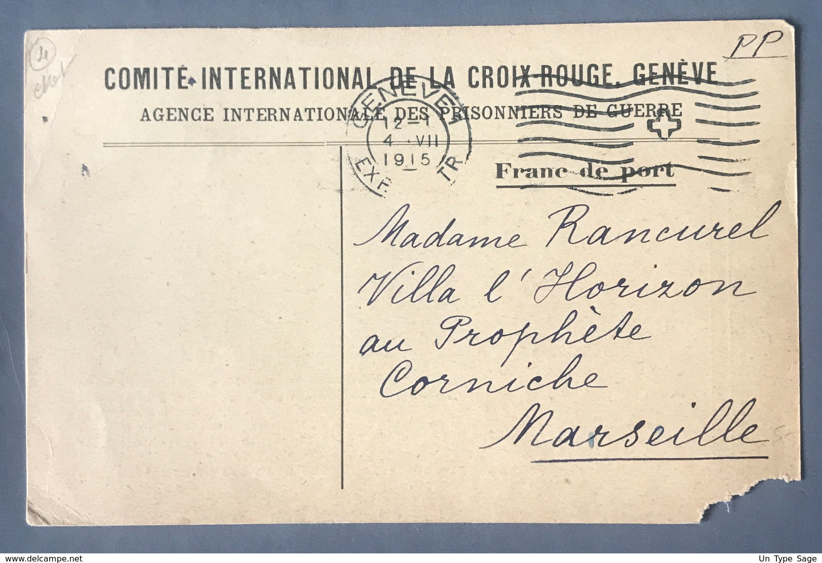 Carte (abimée Dans L'angle) Pour Marseilles - CAMP DE PRISONNIERS (Landshut Bavière) - (B2246) - 1. Weltkrieg 1914-1918