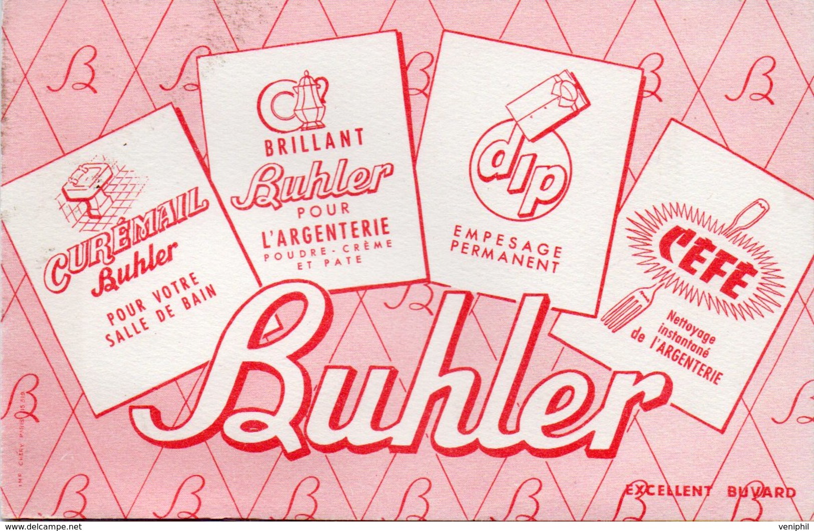 LOT DE 5 BUVARDS ILLUSTRES PUBLICITAIRES : BUHLER - Produits Ménagers