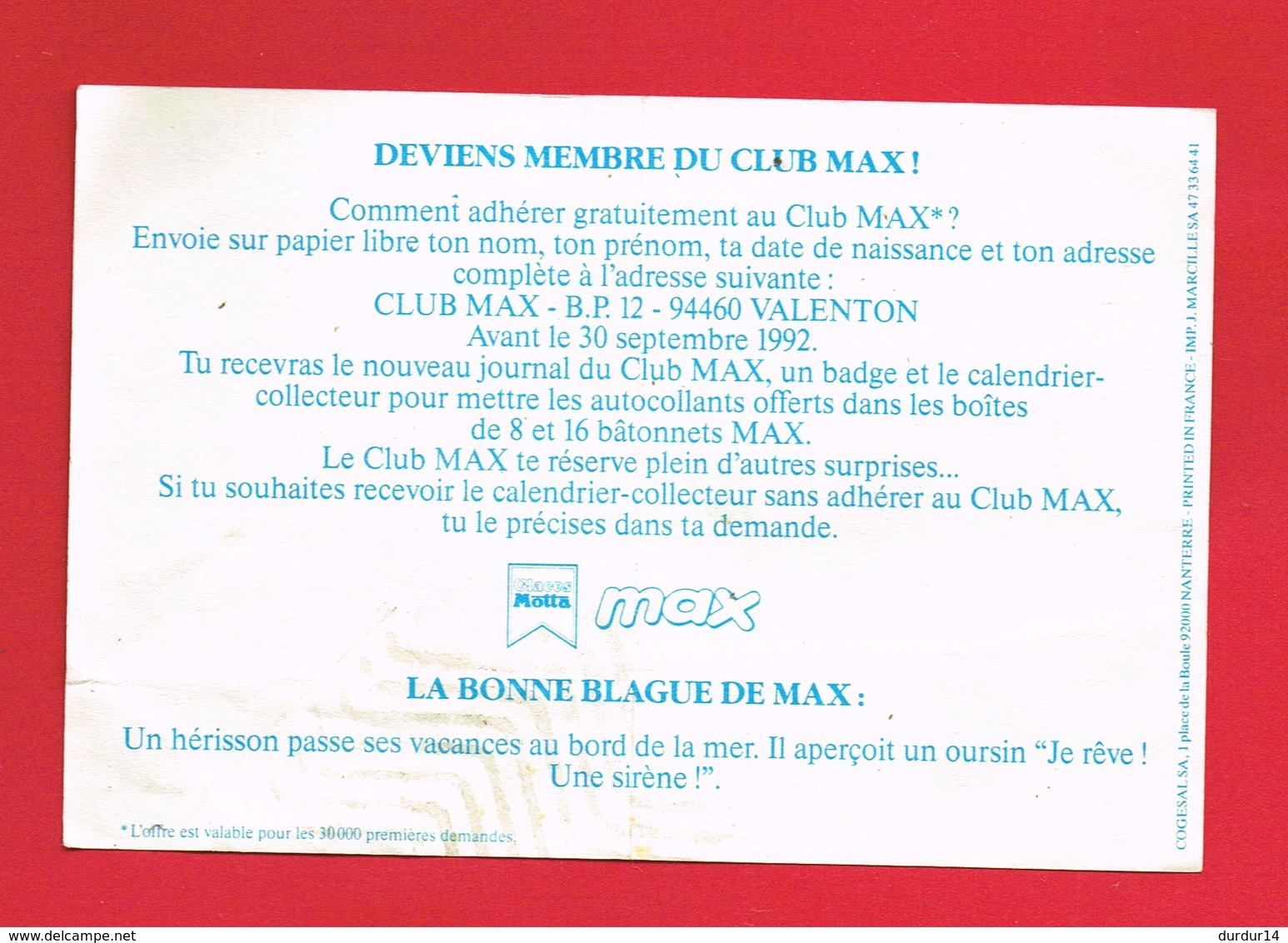 2 Autocollants CLUB MAX VALENTON 91-92 Signé KIKO - Autocollants