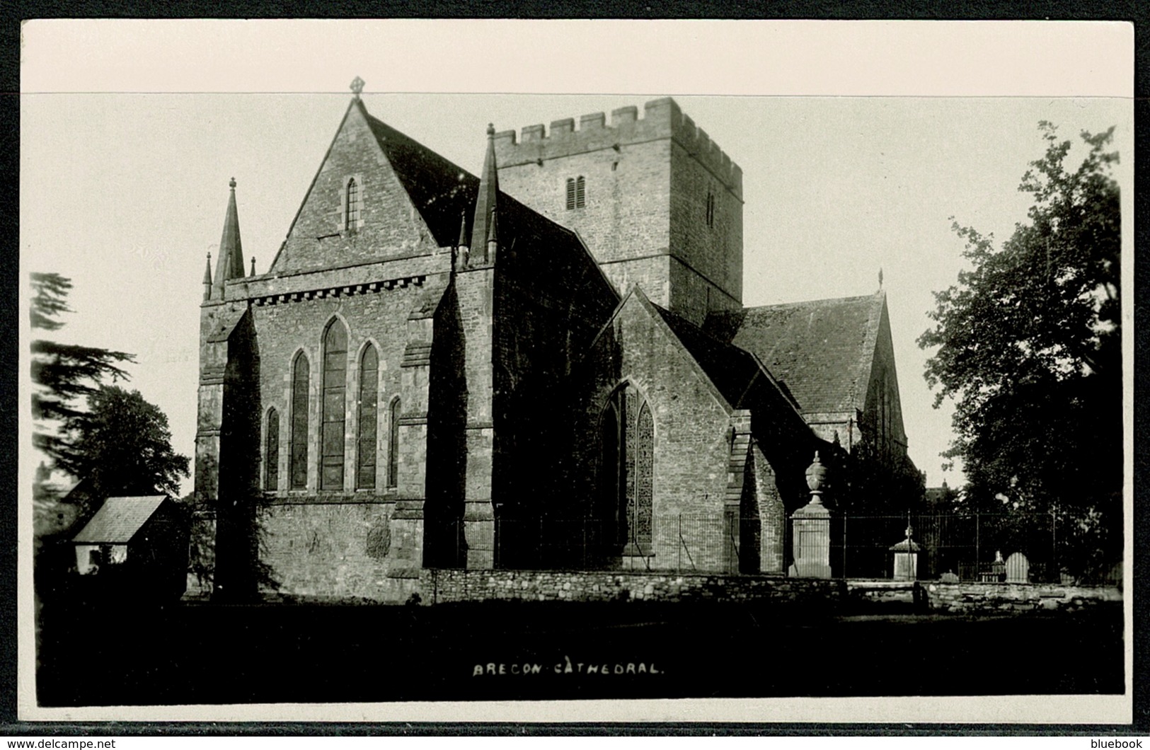 Ref 1300 - Real Photo Plain Back Card - Brecon Cathedral - Breconshire Wales - Breconshire
