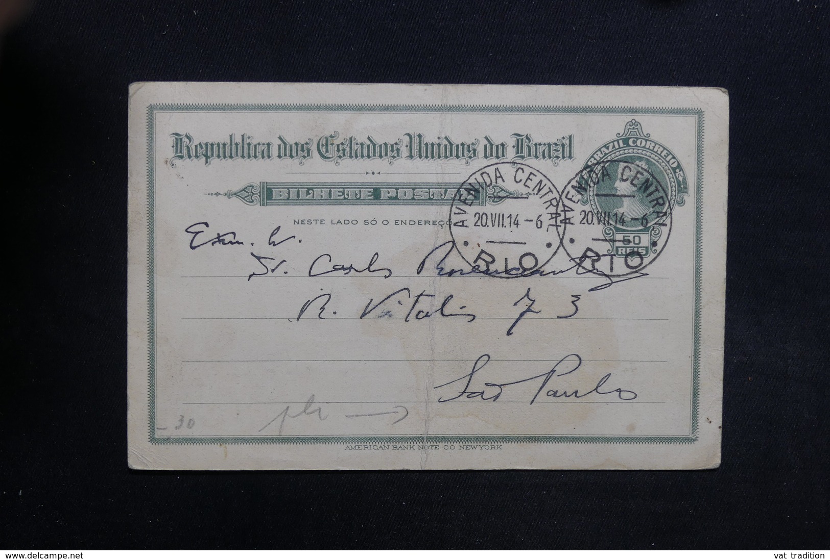 BRÉSIL - Entier Postal De Rio De Janeiro Pour Sao Paulo En 1914 - L 31503 - Entiers Postaux