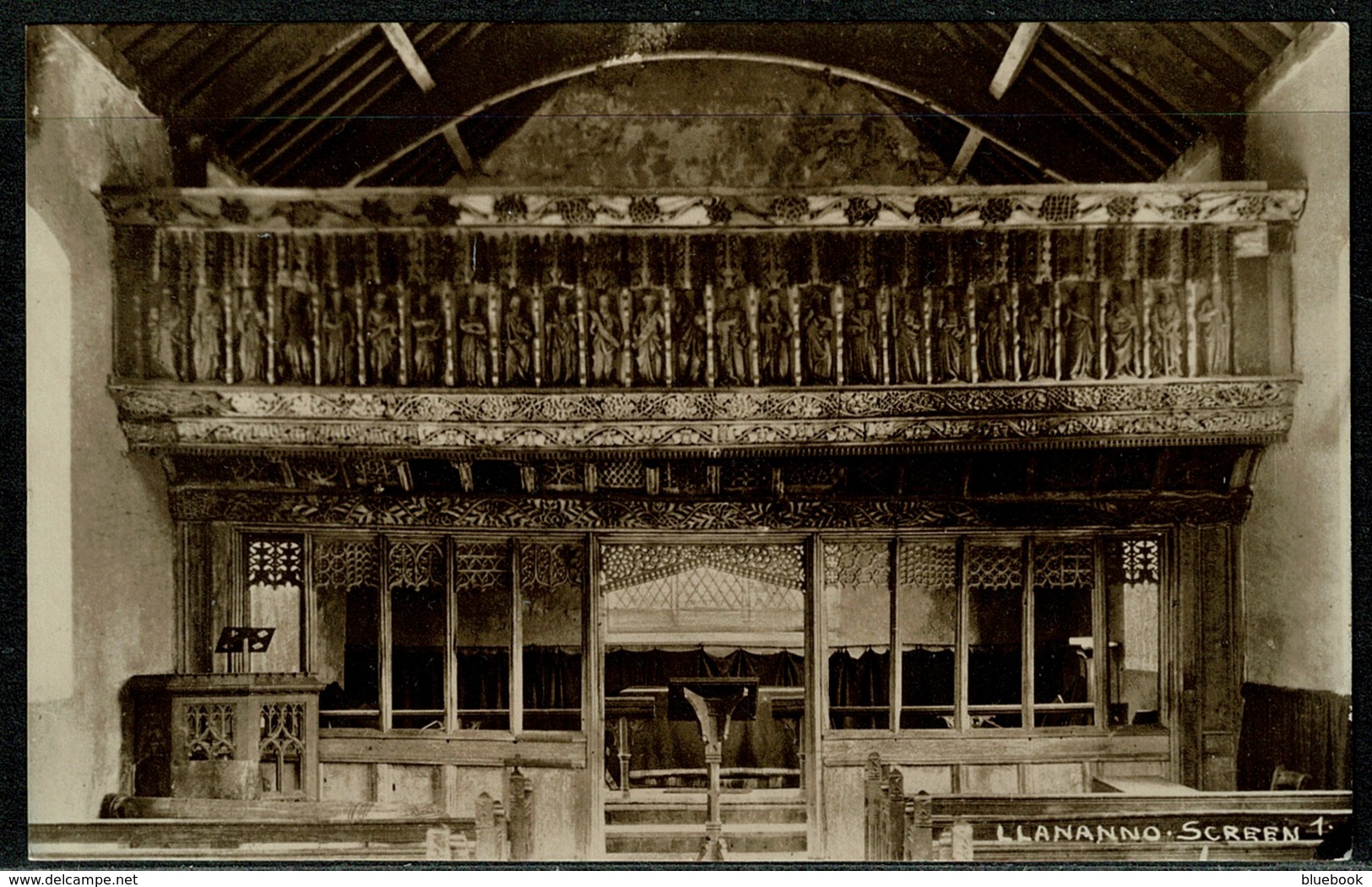 Ref 1300 - W.A. Call Cambria Series Postcard - Llananno Church Screen Radnorshire Wales - Radnorshire