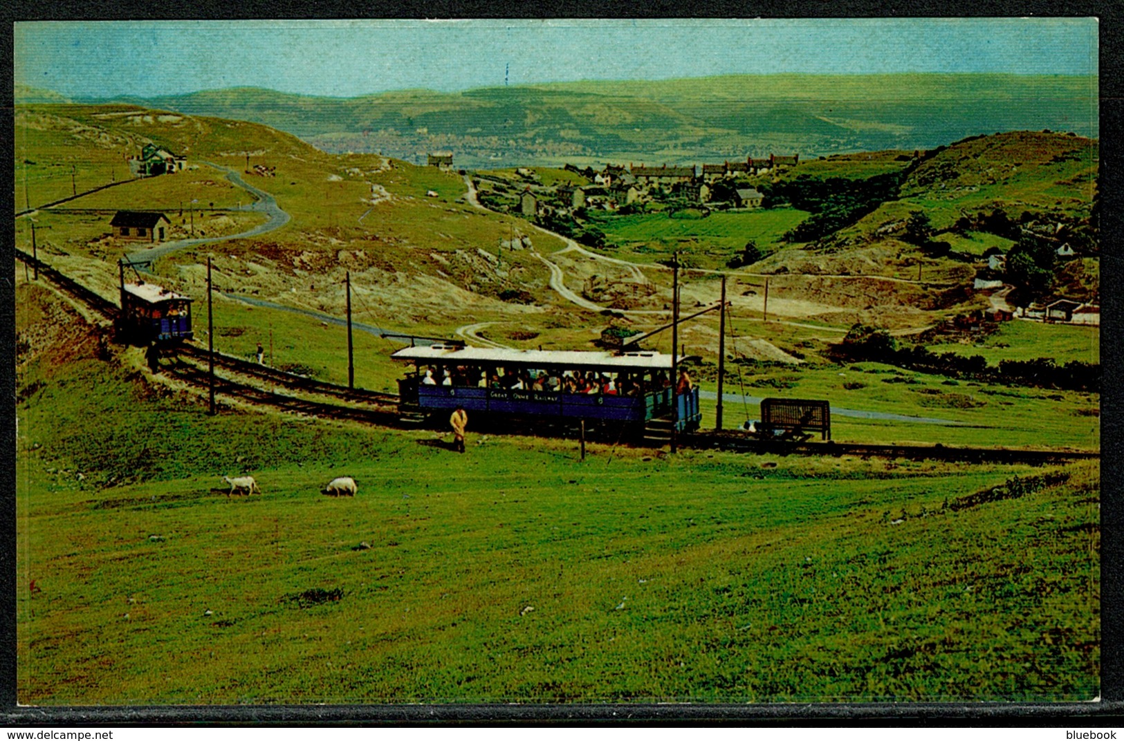 Ref 1300 - Postcard - Passing Point On Great Orme Railway - Llandudno Caernarvonshire Wales - Caernarvonshire