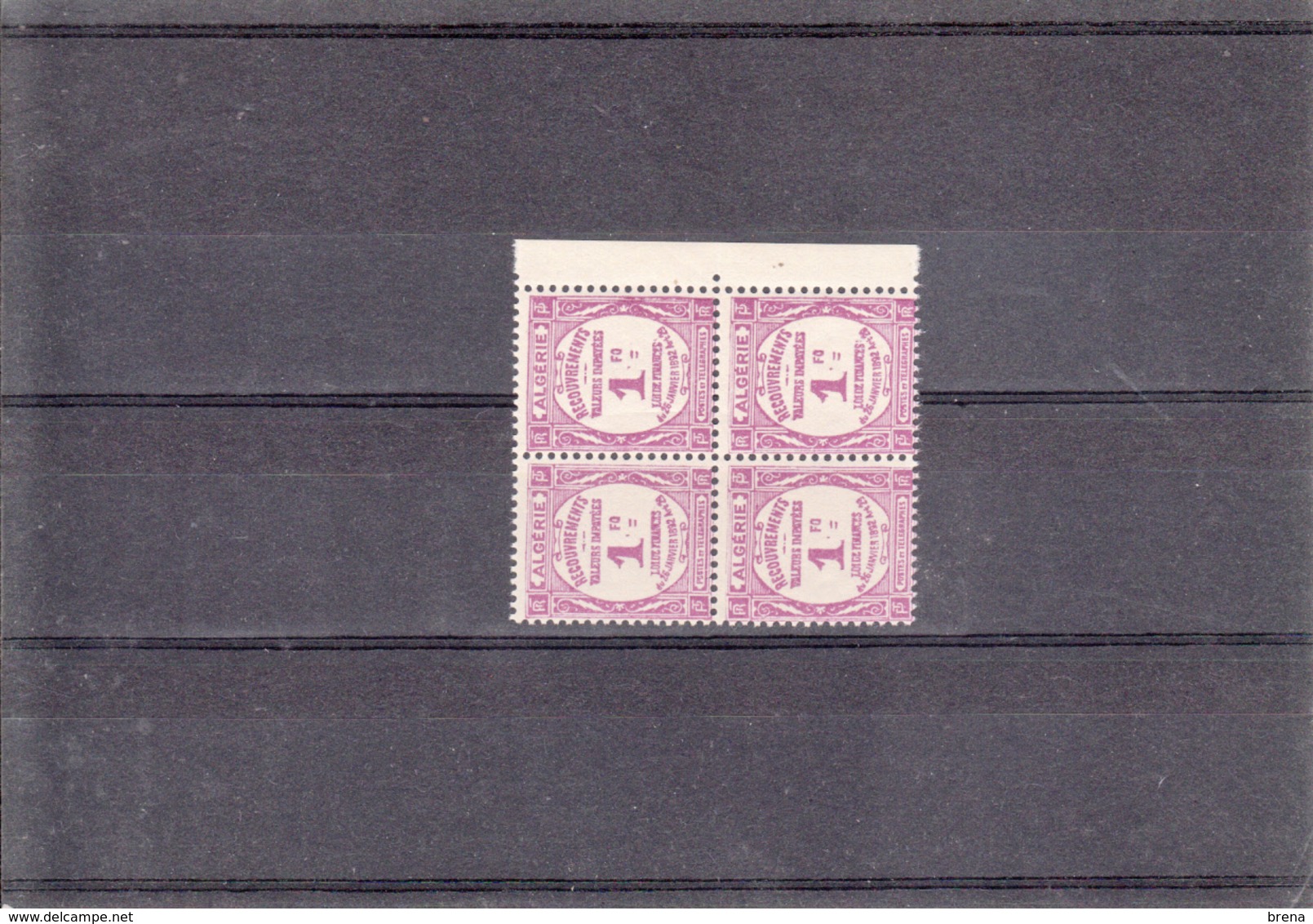 ALGERIE TIMBRES TAXES N° 19  1F LILAS  BLOC DE 4   NEUFS XX - Strafport