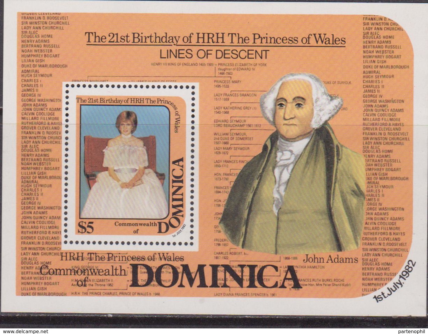 Dominica 1982 Diana Set MNH - Königshäuser, Adel