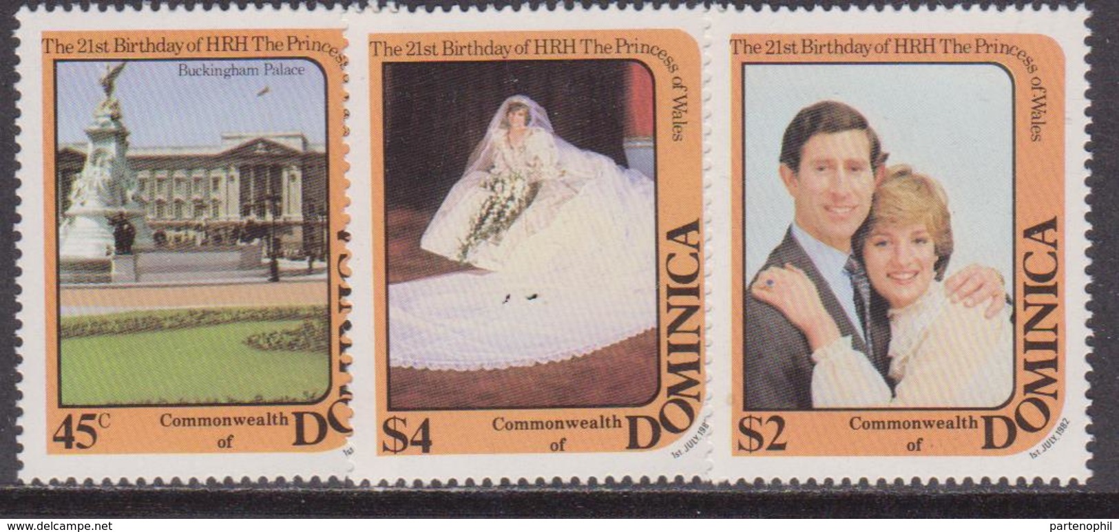 Dominica 1982 Diana Set MNH - Case Reali