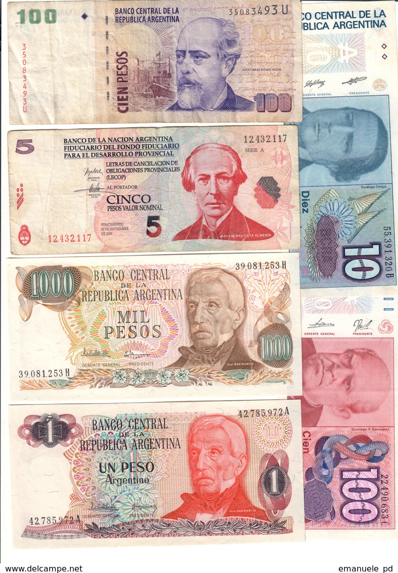 Argentina Lot 6 Banknotes With 100 Current Pesos - Argentina