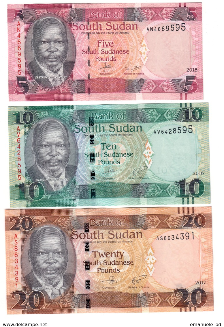 South Sudan Lot Set 5 / 10 / 20 Pounds UNC - Sudan Del Sud