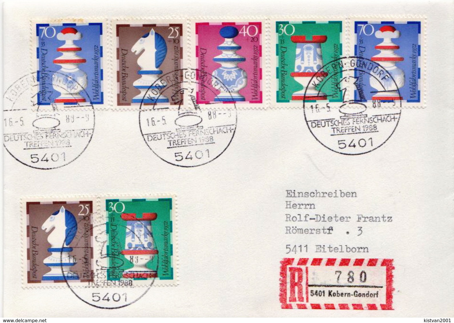 Postal History: Germany R Cover With Kobern-Gondorf Chess Cancel - Chess