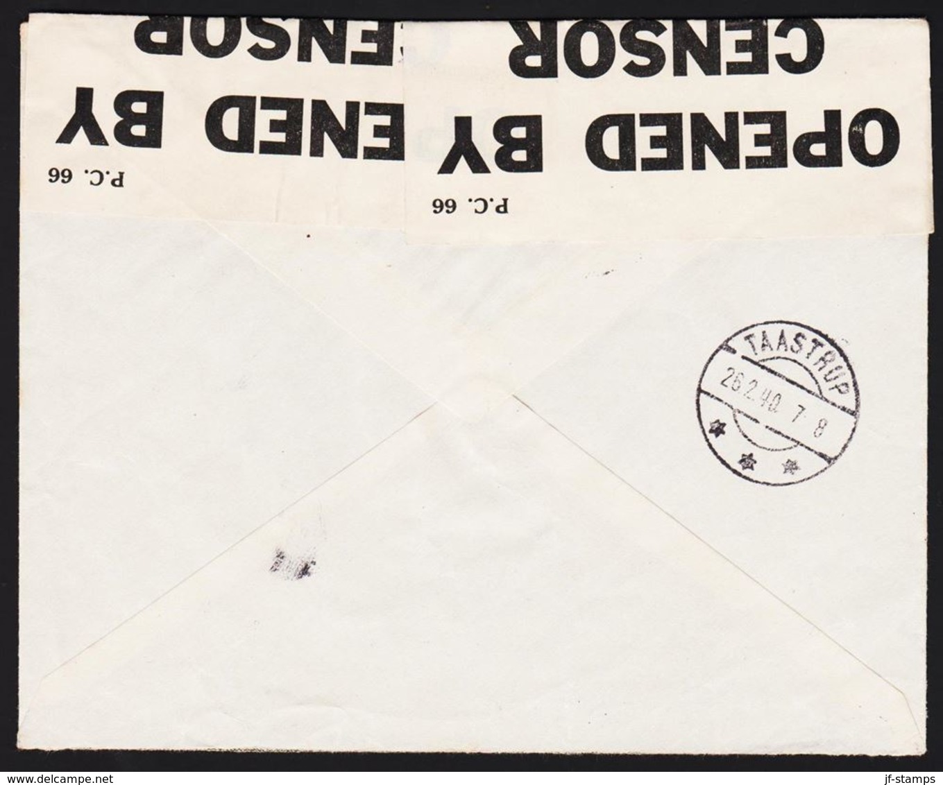 1940. Scarce FDC REYKJAVIK -6. 1. 40. PC. 66 OPENED BY CENSOR 1295. TAASTRUP 26.2.40. () - JF317489 - Brieven En Documenten