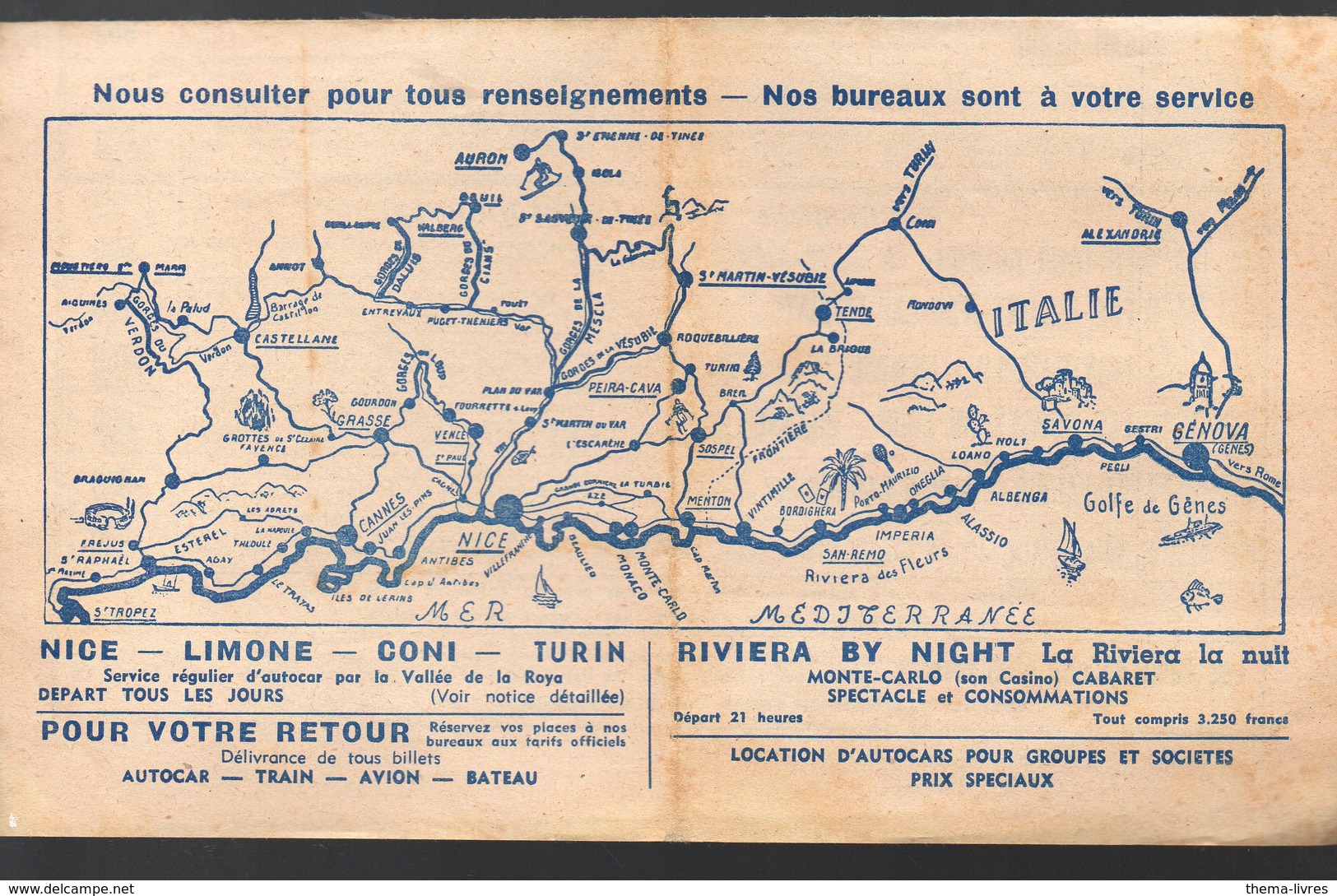 Nice (06 Alpes Maritimes) Horaires Descriptions  Et Prix IDEAL EXCURSIONS  En Autocars... 1958 (PPP18693) - Europe