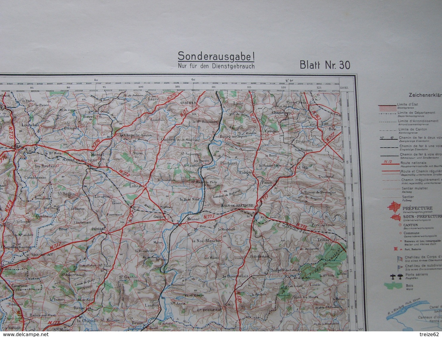 Carte Armée Allemande WWII Vannes Redon Quiberon Auray Morbihan Saint Nazaire  Guérande Pornichet Josselin Sarzeau - 1939-45