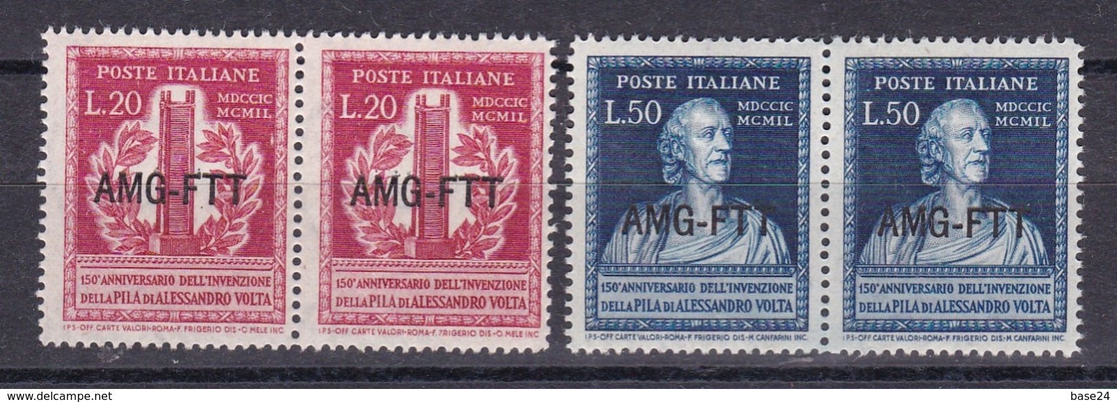 1949 Italia Italy Trieste A  ALESSANDRO VOLTA 2 Serie Di 2v. Coppia MNH** - Neufs