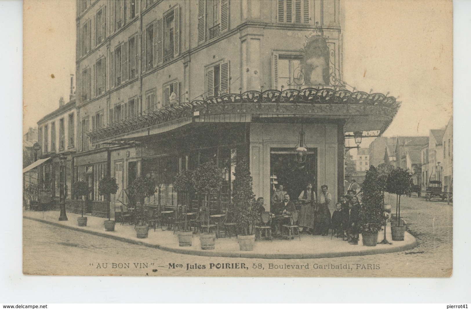 PARIS - XVème Arrondissement - Café "AU BON VIN " , MAISON JULES POIRIER , Boulevard Garibaldi - Arrondissement: 15