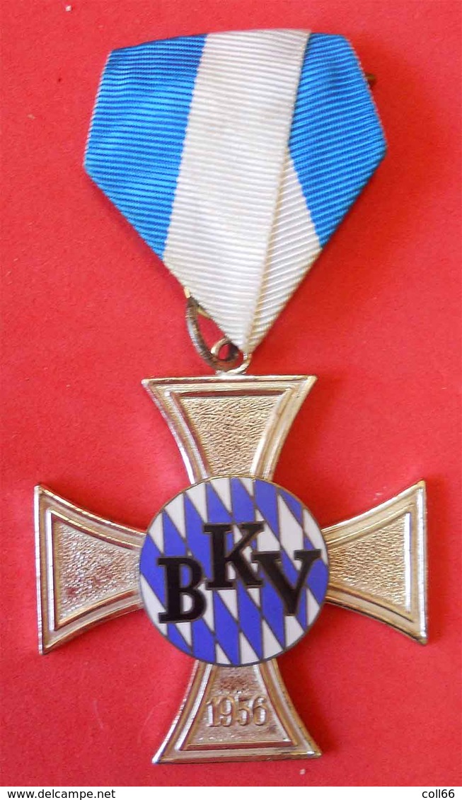 1956 Décoration BKV + Ruban émaux Union De Camarades & Soldats Bavarois Bayerische Kameraden Und Soldat Envereinigung - Allemagne