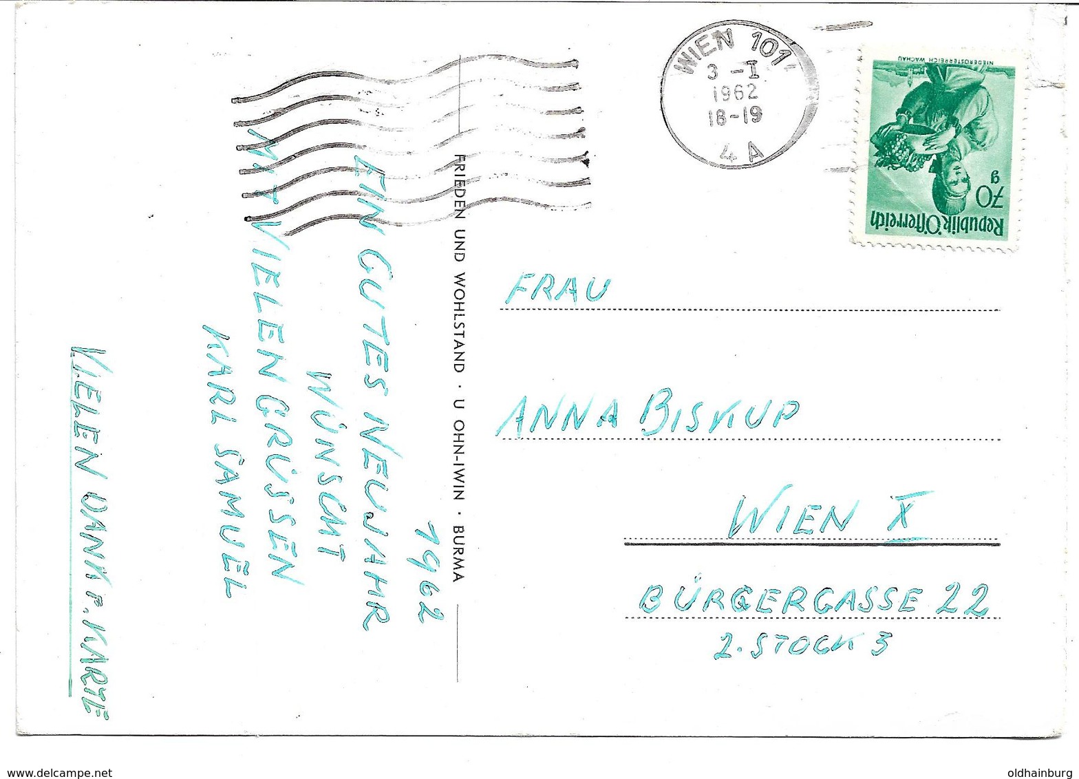 3080e: Neujahrsgrüße 1962 Aus Wien- Kunst- AK , Kühe Vor Den Pflug Gespannt - Kühe