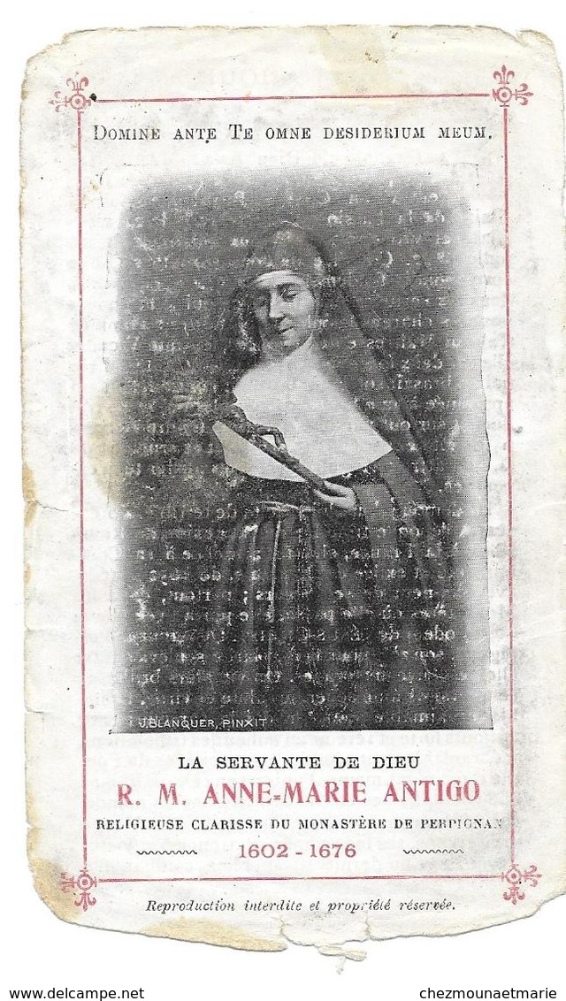 ANNE MARIE ANTIGO - RELIGIEUSE CLARISSE - MONASTERE DE PERPIGNAN PYRENEES ORIENTALES - Images Religieuses