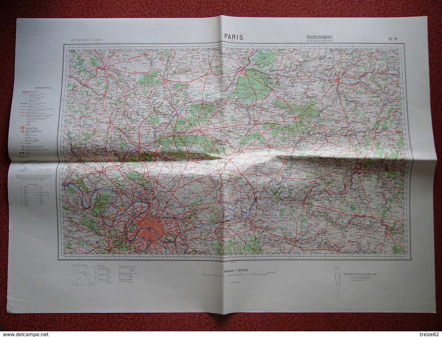 Carte Armée Allemande WWII Paris Beauvais Soissons Compiègne Meaux Senlis Creil - 1939-45