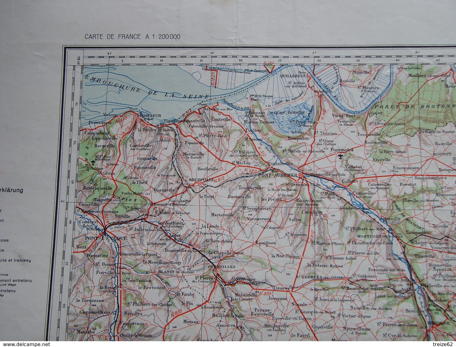 Carte Armée Allemande WWII Normandie Rouen Evreux Honfleur Lisieux Les Andelys Bernay Pont Audemer Pont L'Eveque Gisors - 1939-45