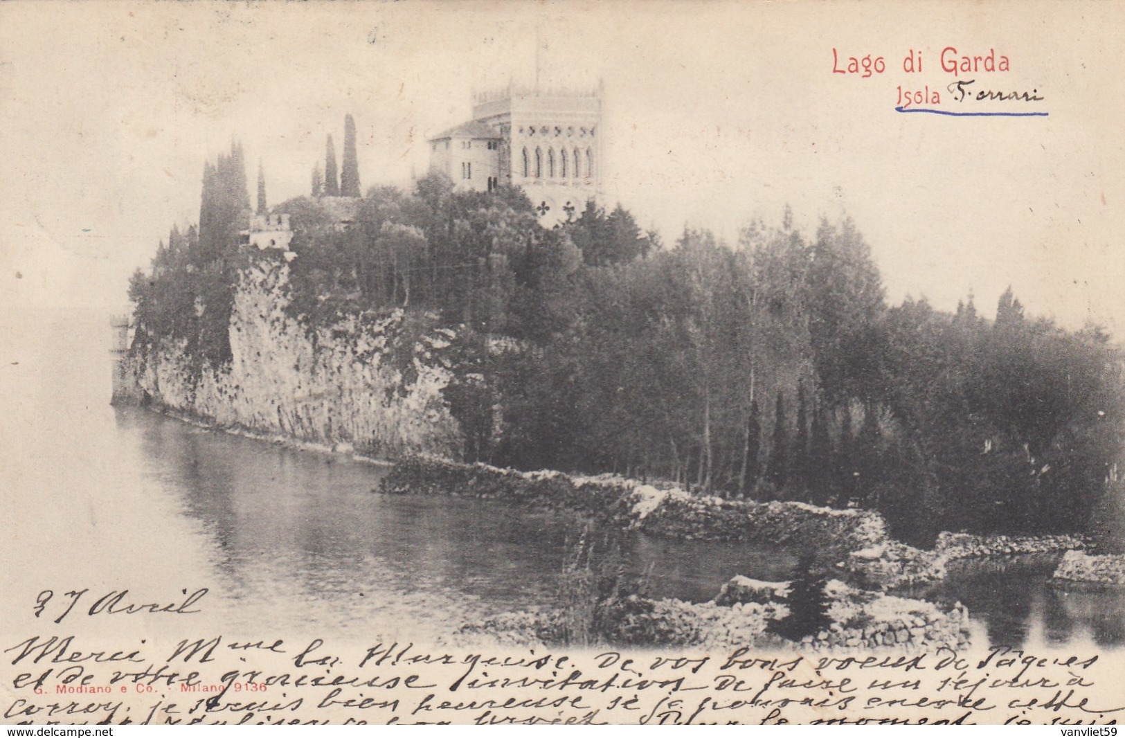 ISOLA DI GARDA-BRESCIA-LAGO DI GARDA-CARTOLINA VIAGGIATA IL 29-3-1908 - Brescia