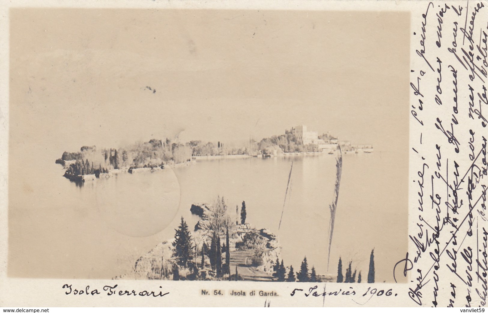 ISOLA DI GARDA-BRESCIA-LAGO DI GARDA-CARTOLINA VERA FOTOGRAFIA- VIAGGIATA IL 6-1-1906 - Brescia