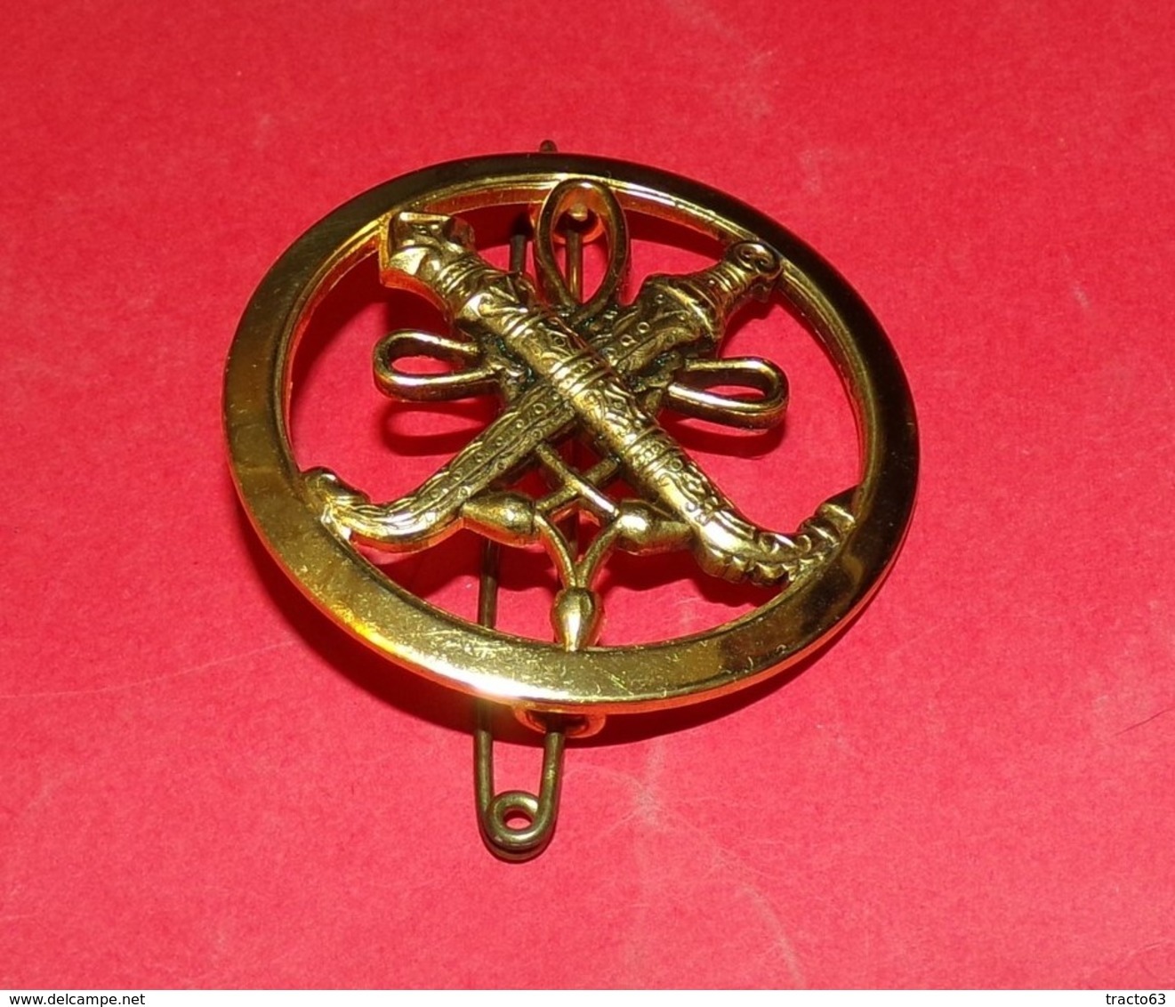 Insigne De Béret, Service Des Affaires Algériennes, (13/Pl.8) Doré,rondache Aux 2 Koumias Brochant Sur Une Croix Du Sud - Armée De Terre