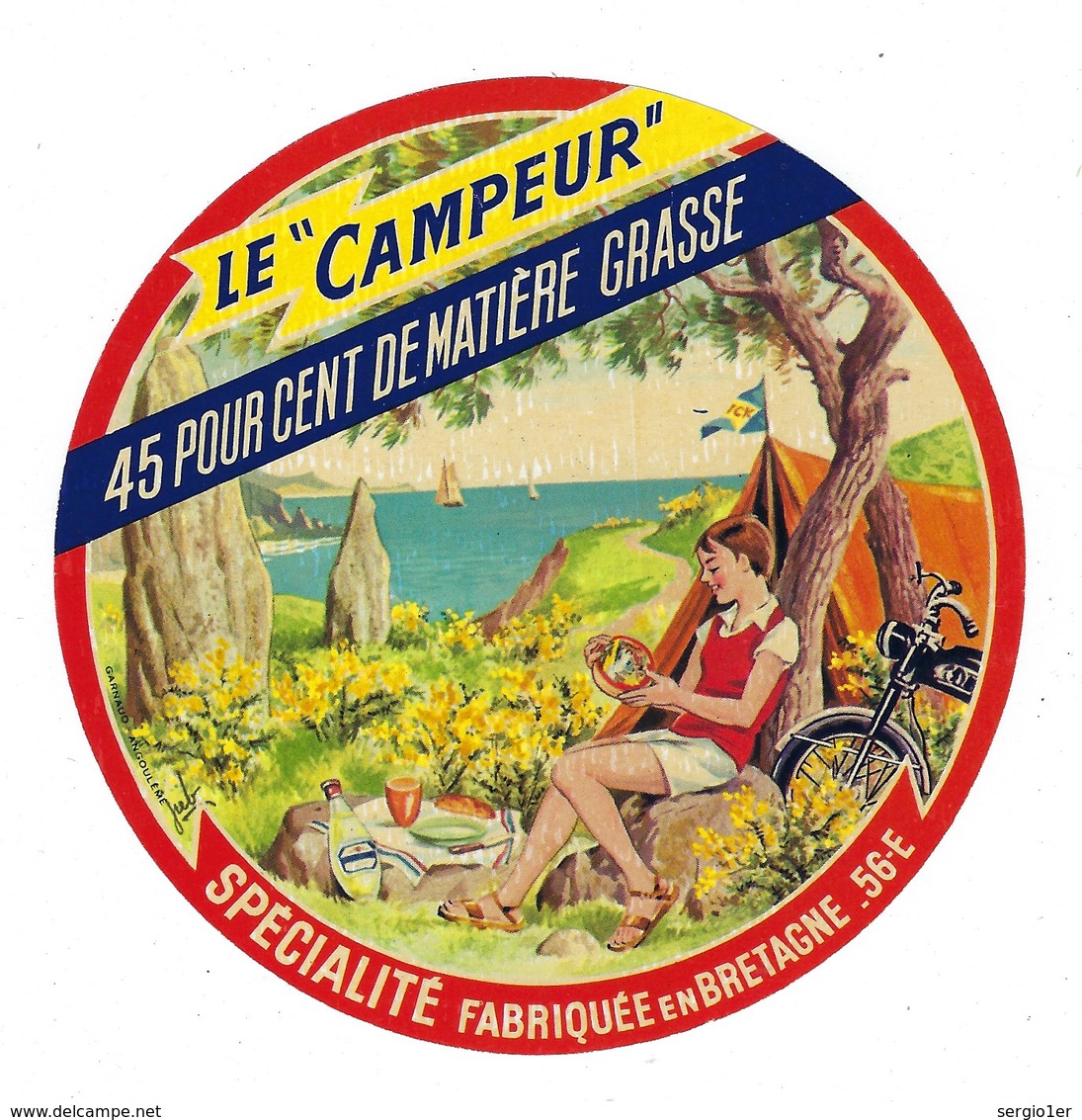 étiquette Fromage Le Campeur Spécialité Fabriqué En Bretagne 56E 45%mg - Fromage