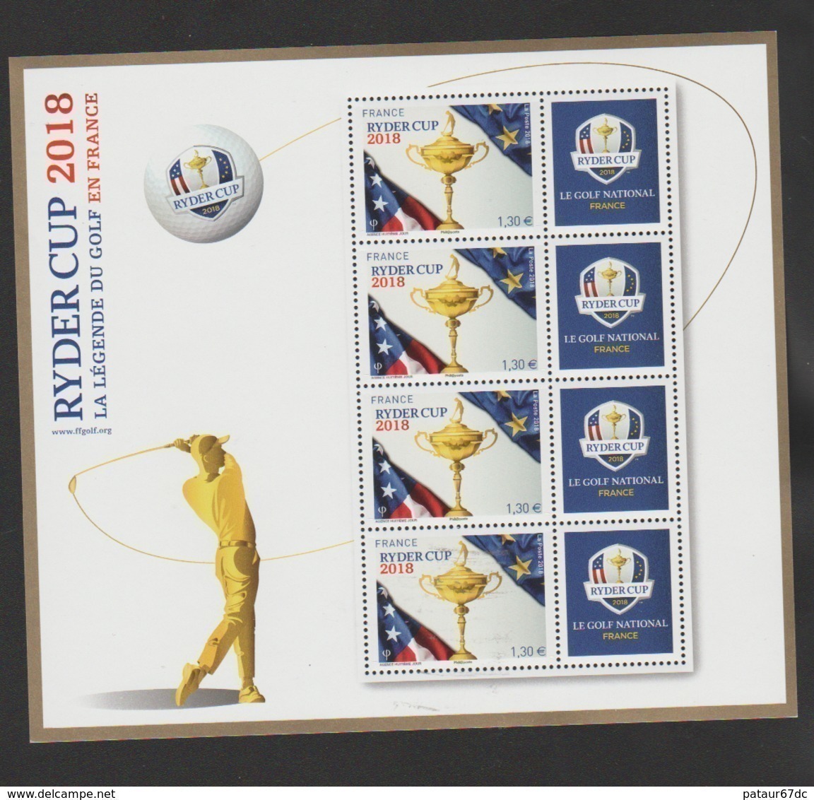 FRANCE / 2018 / Y&T N° 5245 ** En Bloc Ou BF N° 142 ** : Feuillet Ryder Cup (fond Blanc) - Gomme D'origine Intacte - Ongebruikt