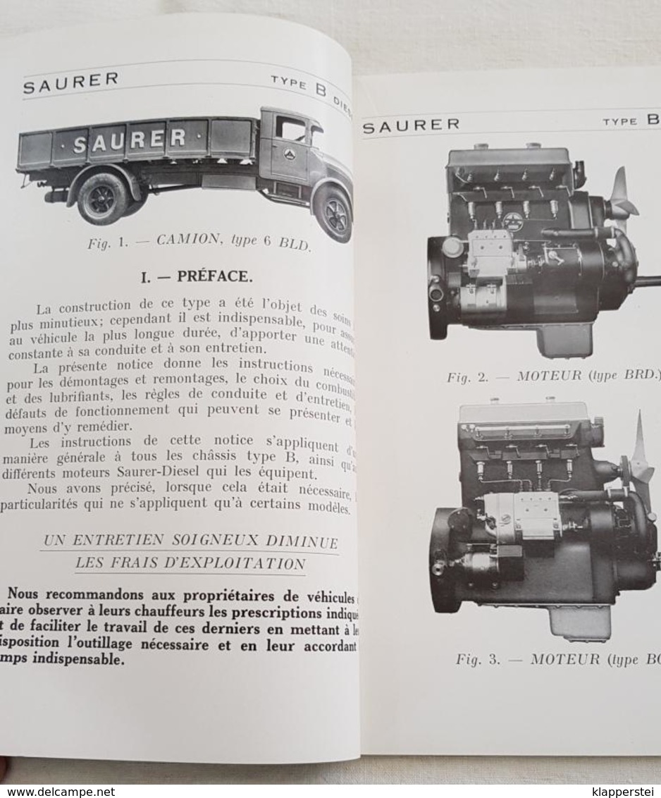 Manuel Instructions Entretien Chassis SAURER Type B Moteurs Diesel - Camions