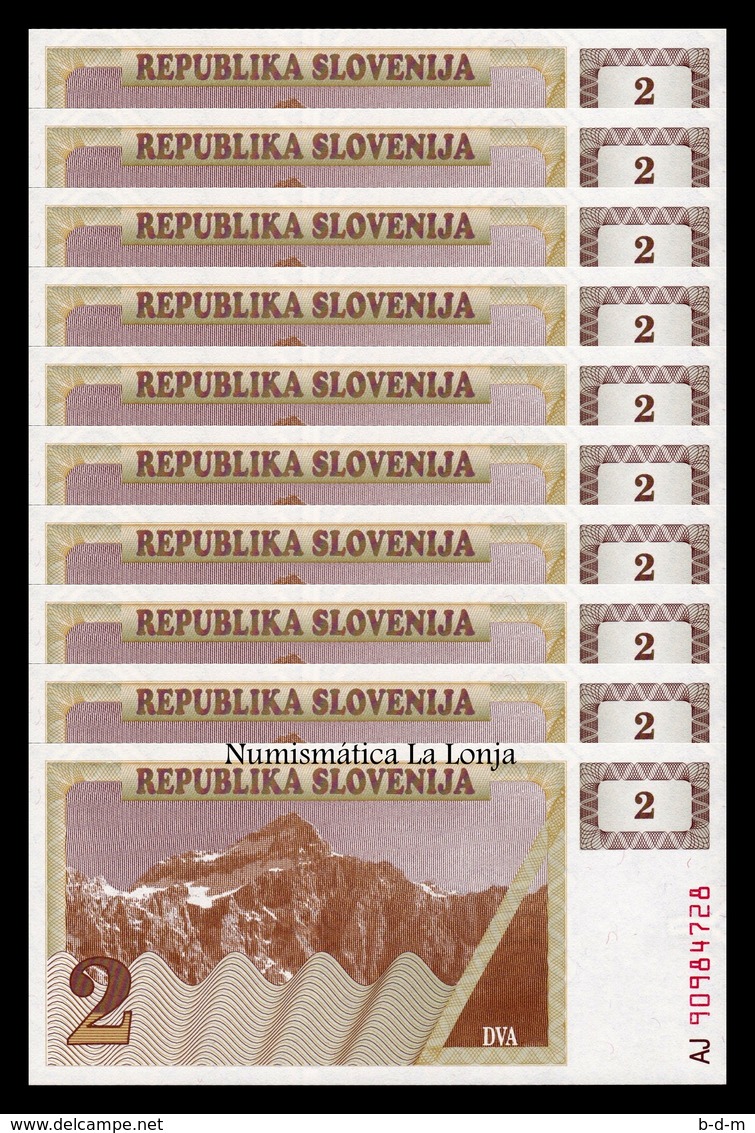 Eslovenia Slovenia Lot Bundle 10 Banknotes 2 Tolar 1990 Pick 2 SC UNC - Slovenia